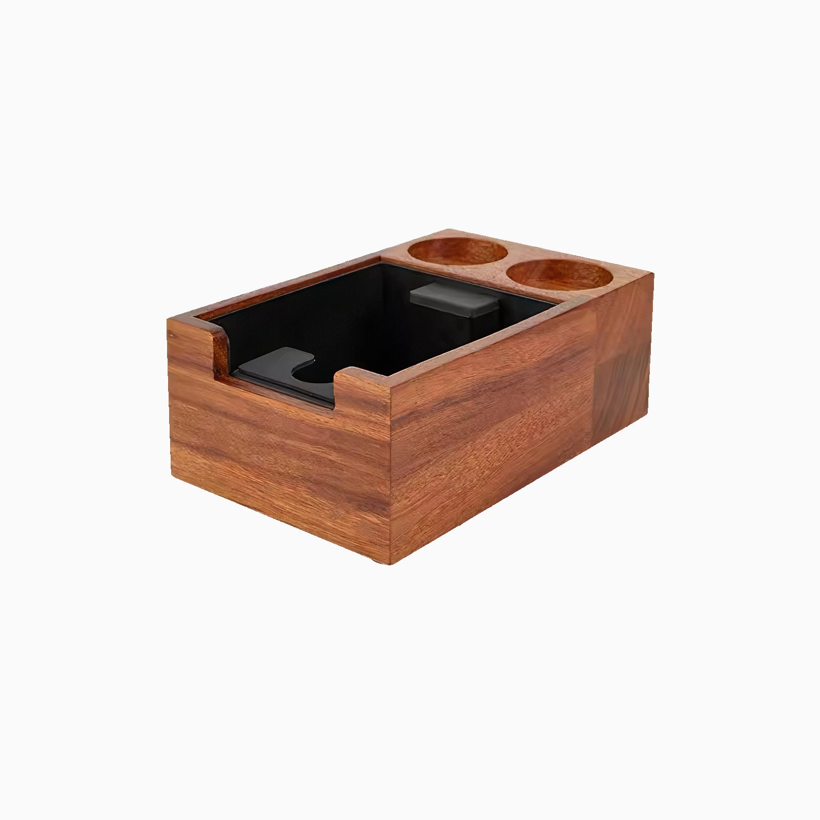 Premium Wooden Coffee Tamper Station with Built-in Knock Box - Barista-Grade Espresso Accessory for Home & Professional Use - Perfect for Coffee Shops, Kitchens & Gifts