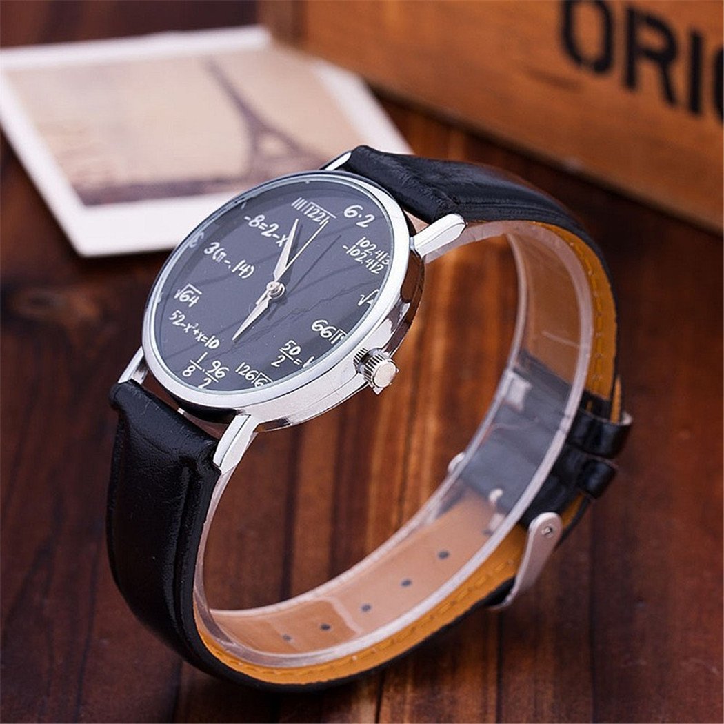 Math Formula Digital Watch for Teens & Students - Stylish Leather Wristwatch with Equation Symbols - Perfect Gift for School, Exams & STEM Enthusiasts