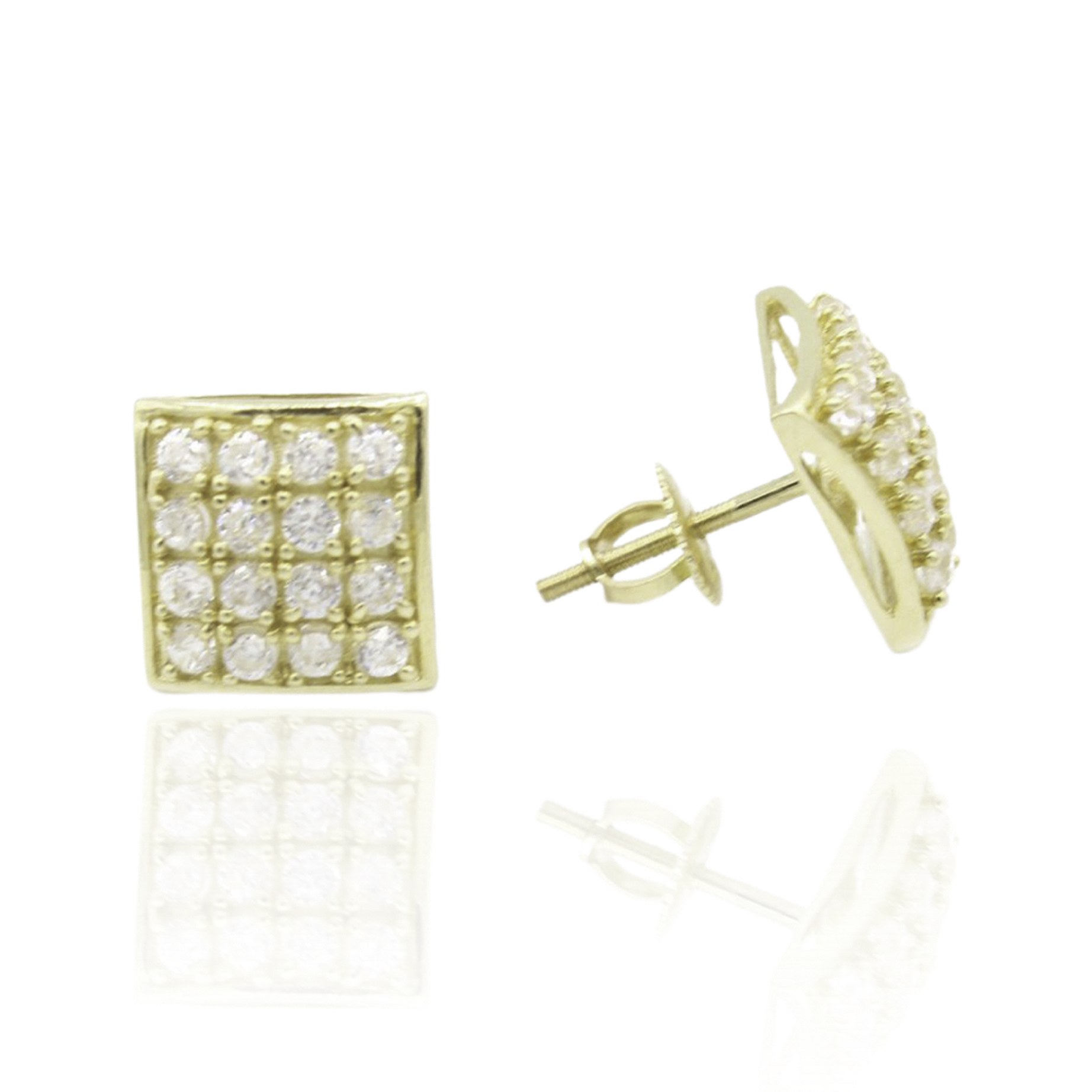 14K Gold CZ Square Stud Earrings for Women - Hypoallergenic Cubic Zirconia Jewelry - Perfect for Parties, Weddings & Everyday Wear
