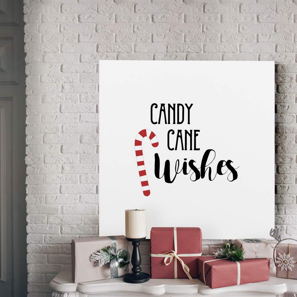 Candy Cane Wishes Christmas Wall Art - Premium Gallery Wrapped Canvas Decor in White, Red & Black | 40x40 Inches Ready-to-Hang Winter Word Art | Made in USA | Perfect for Living Room, Bedroom & Holiday Home Decor