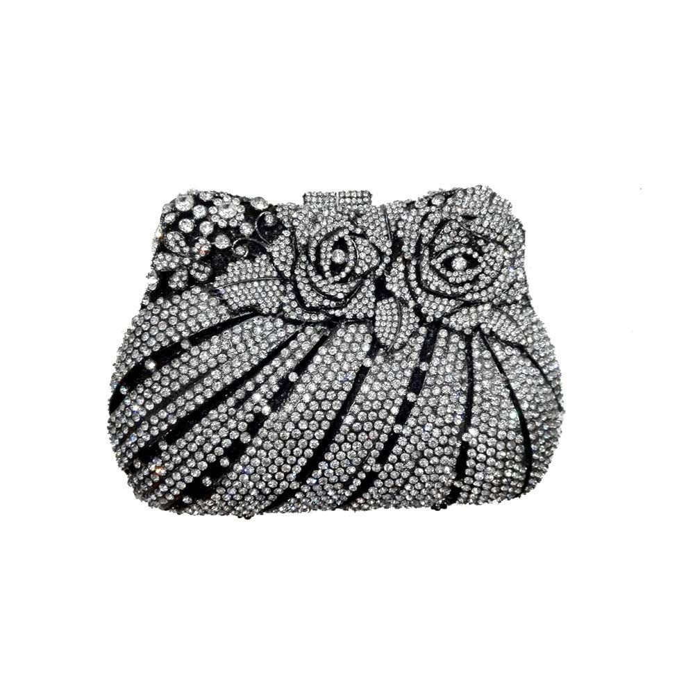DEBIMY Elegant Rhinestone Flower Evening Clutch Purse for Women - Sparkling Wedding, Party, Prom & Cocktail Handbag | Perfect for Formal Events, Date Nights & Special Occasions