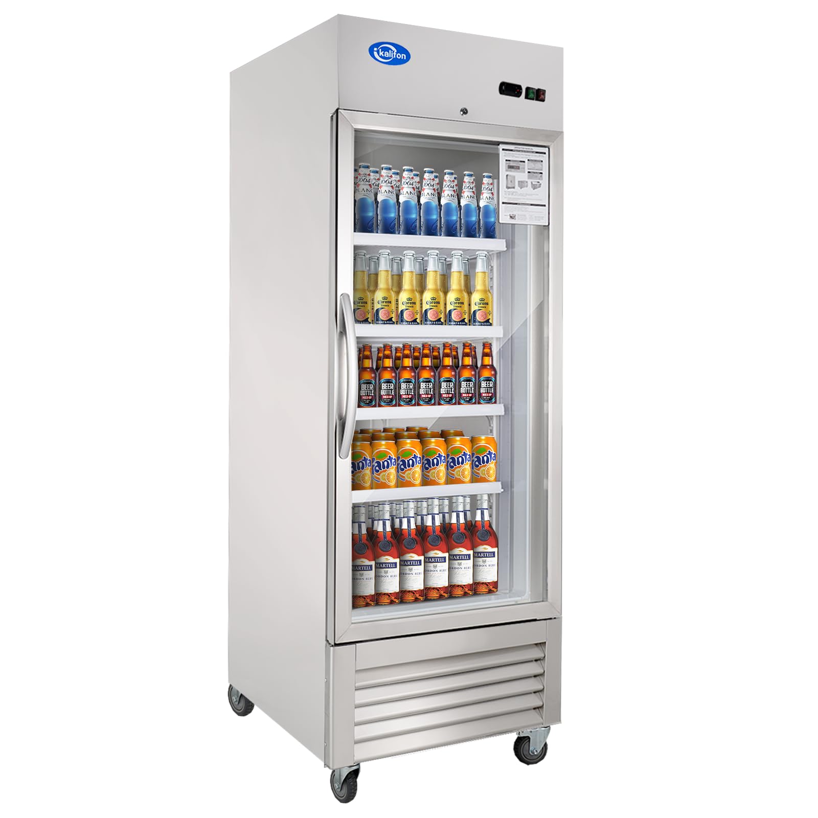 23 Cu.Ft Commercial Glass Door Display Refrigerator with LED Lighting - Upright Merchandiser for Supermarkets, Convenience Stores & Restaurants