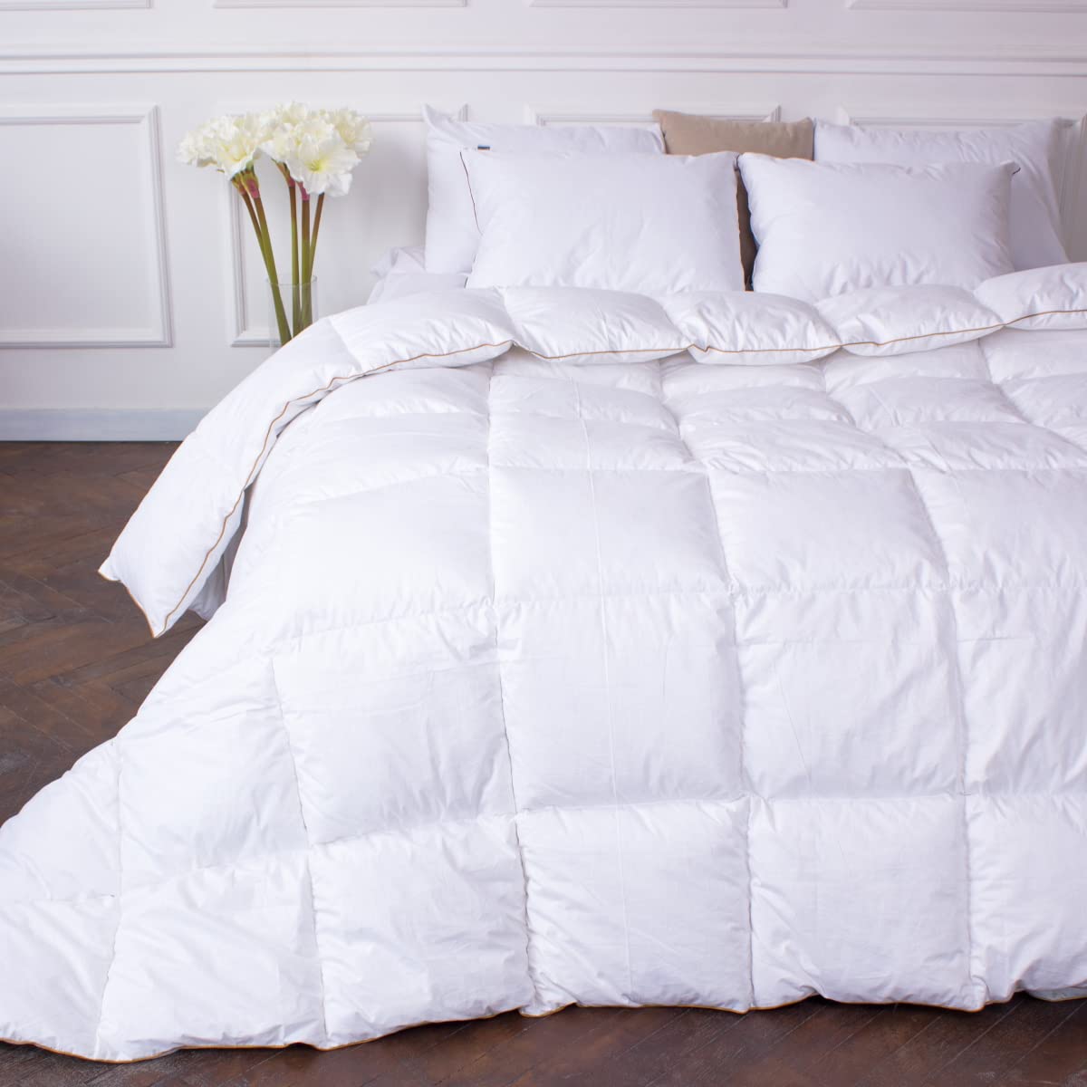 Premium White Feather Goose Down Comforter - 750 Fill Power, 2350g, 100% Natural Cotton Cover, Twin Size (White) - Ultra Warm Winter Bedding for Cozy Nights & Luxury Hotel-Style Comfort