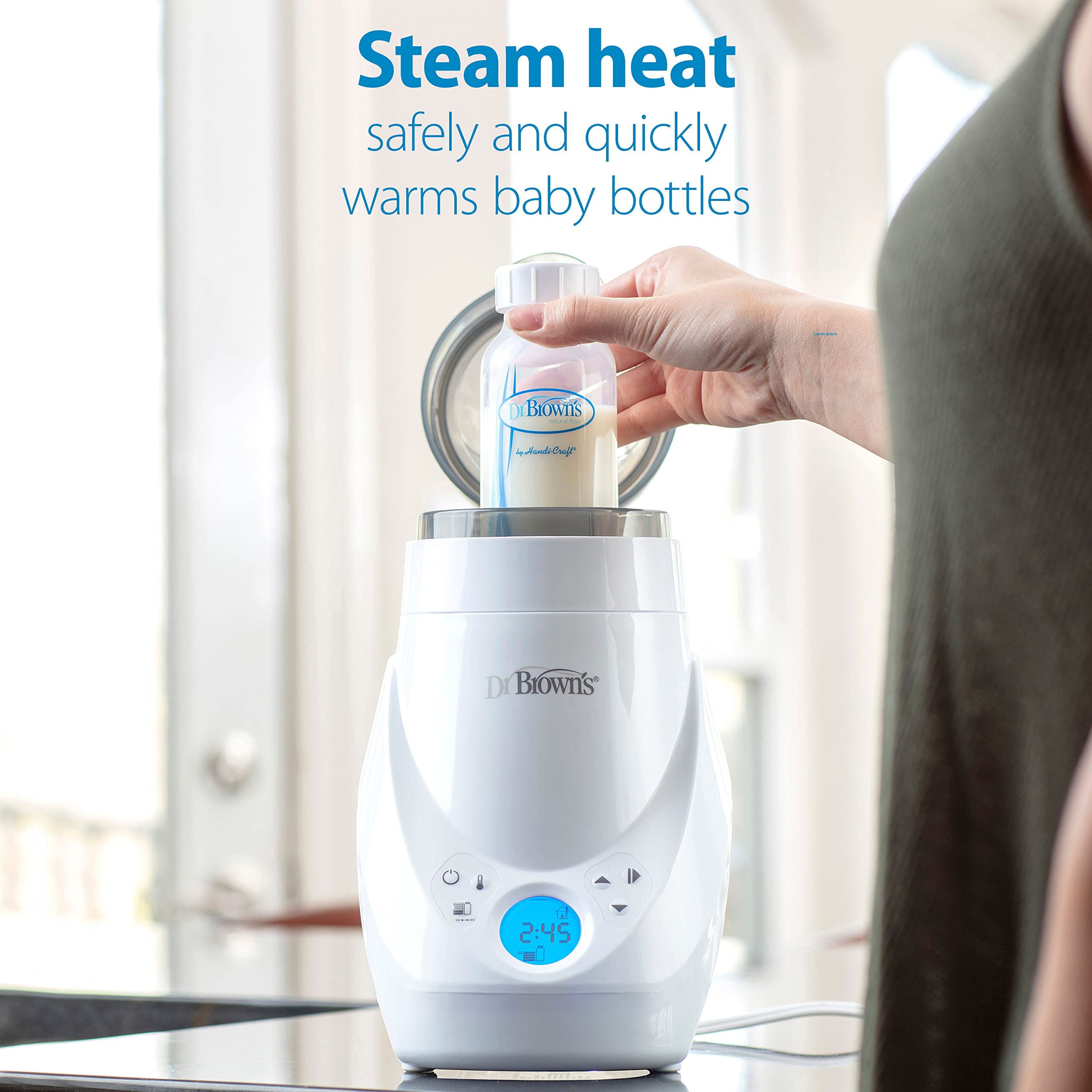 Dr. Brown's Deluxe Baby Bottle Warmer & Sterilizer - Fast Heating for Formula, Breast Milk & Baby Food Jars | Perfect for Night Feedings, Travel & Daycare Use
