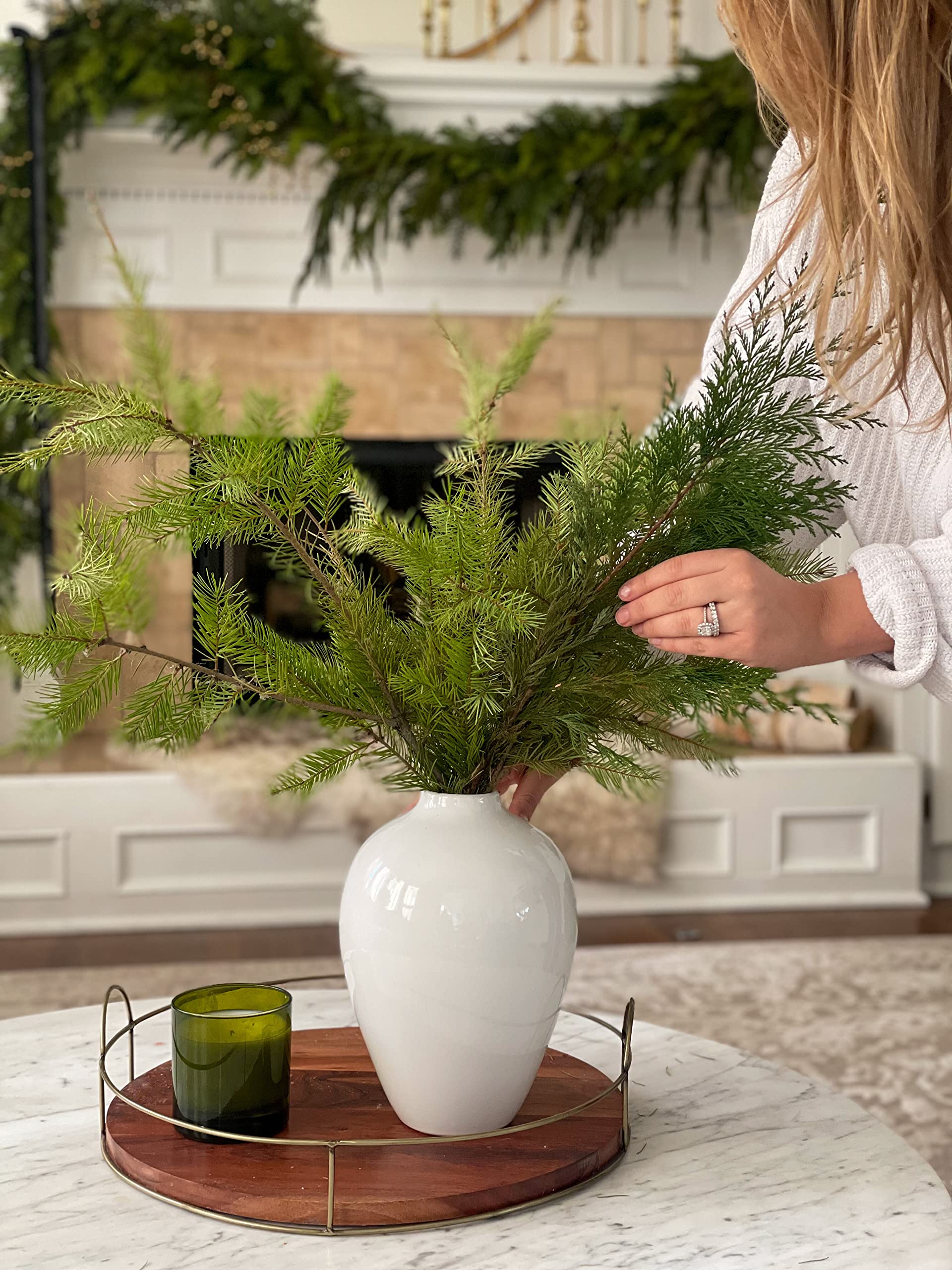 Willowy Porcelain Vase - 10 Inch White Ceramic Vase for Home Decor, Modern Farmhouse Style Large Flower Vase for Pampas Grass, Durable & Leak Proof - Perfect for Living Room, Dining Table, Wedding Centerpiece and Office Decor