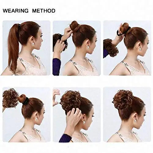Tousled Wavy Hairpiece Bun Scrunchie Hair Wrap - Perfect for Women's Updo Hairstyles, Casual & Formal Events, and Everyday Wear