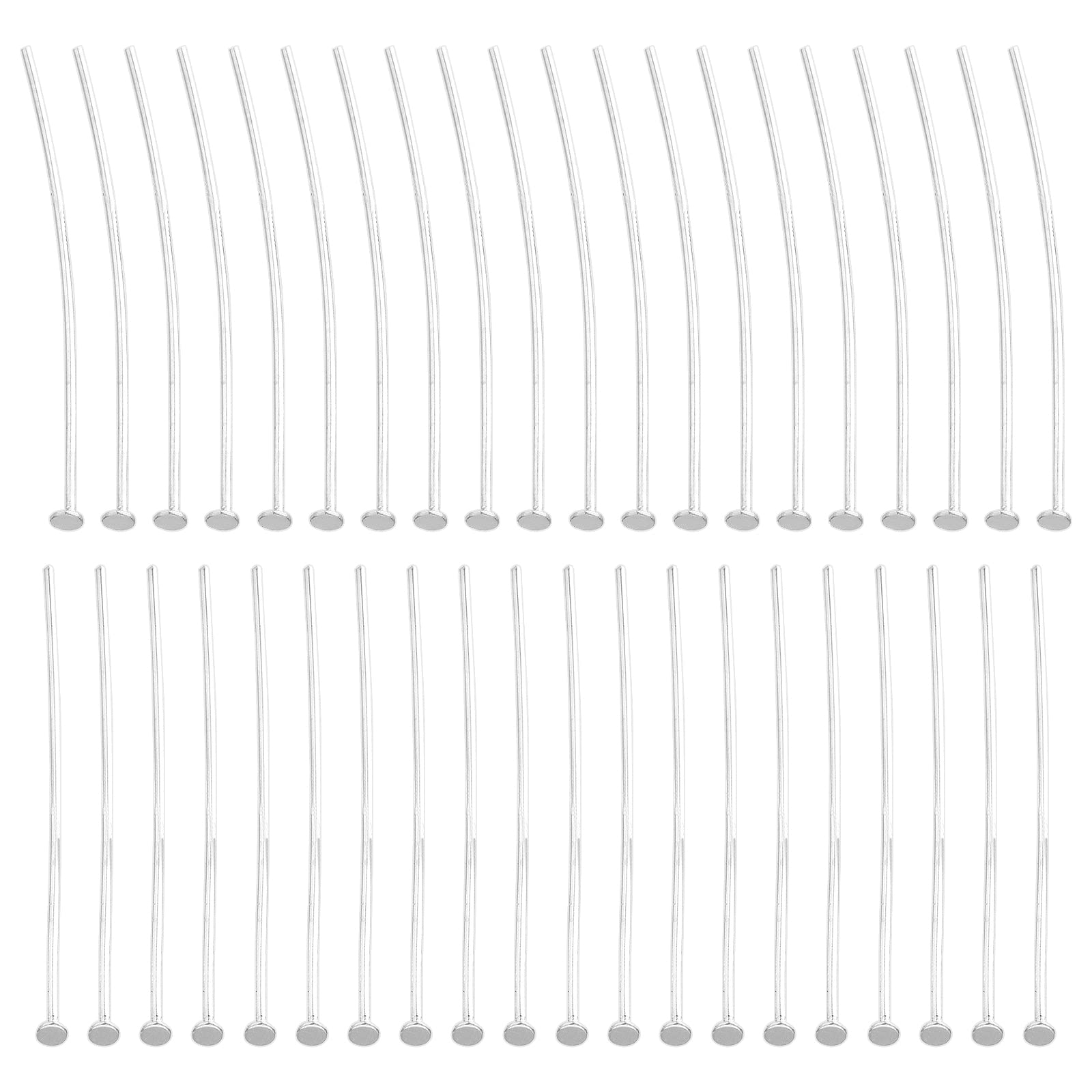 40Pcs Sterling Silver Flat Head Pins 2.5cm for DIY Jewelry Making - Earrings, Necklaces & Bracelets Findings - Perfect for Crafting, Beading and Jewelry Repair Projects
