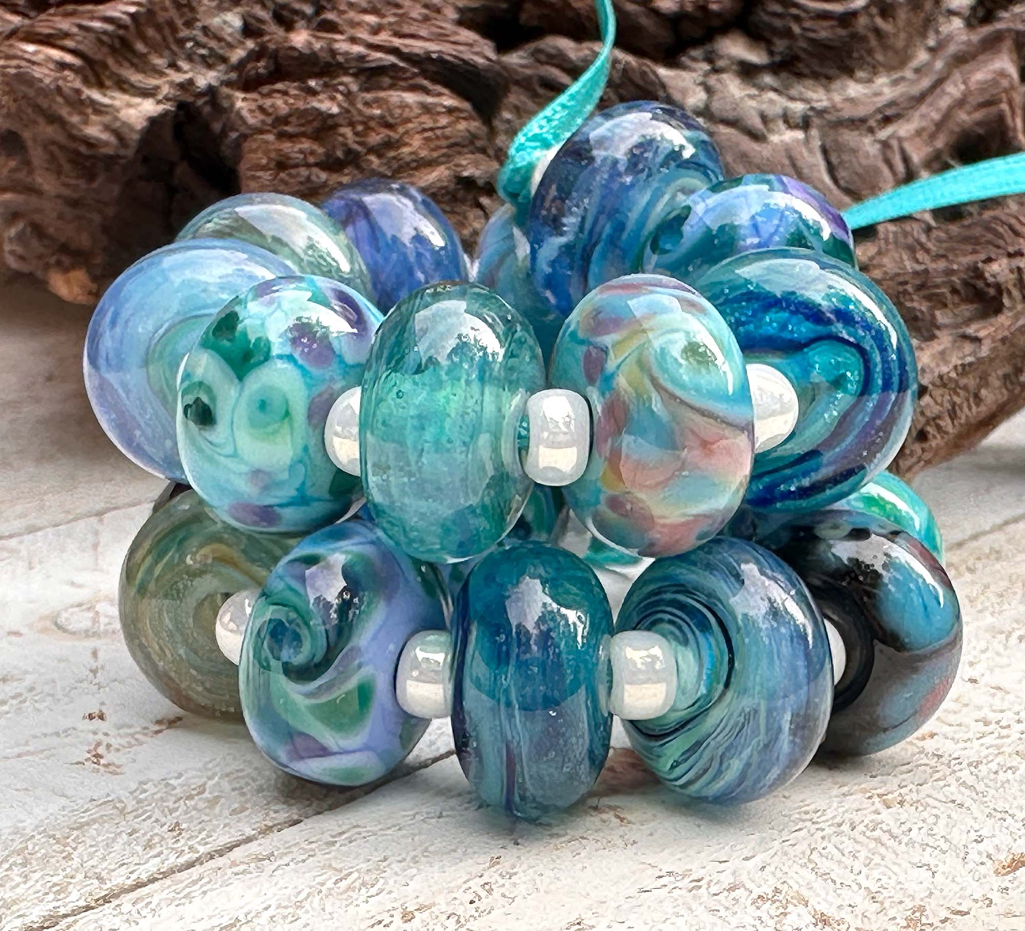 21pcs Blue Orphan Mix Lampwork Glass Beads Set for Jewelry Making - DIY Bracelets, Necklaces & Craft Projects (SRA)