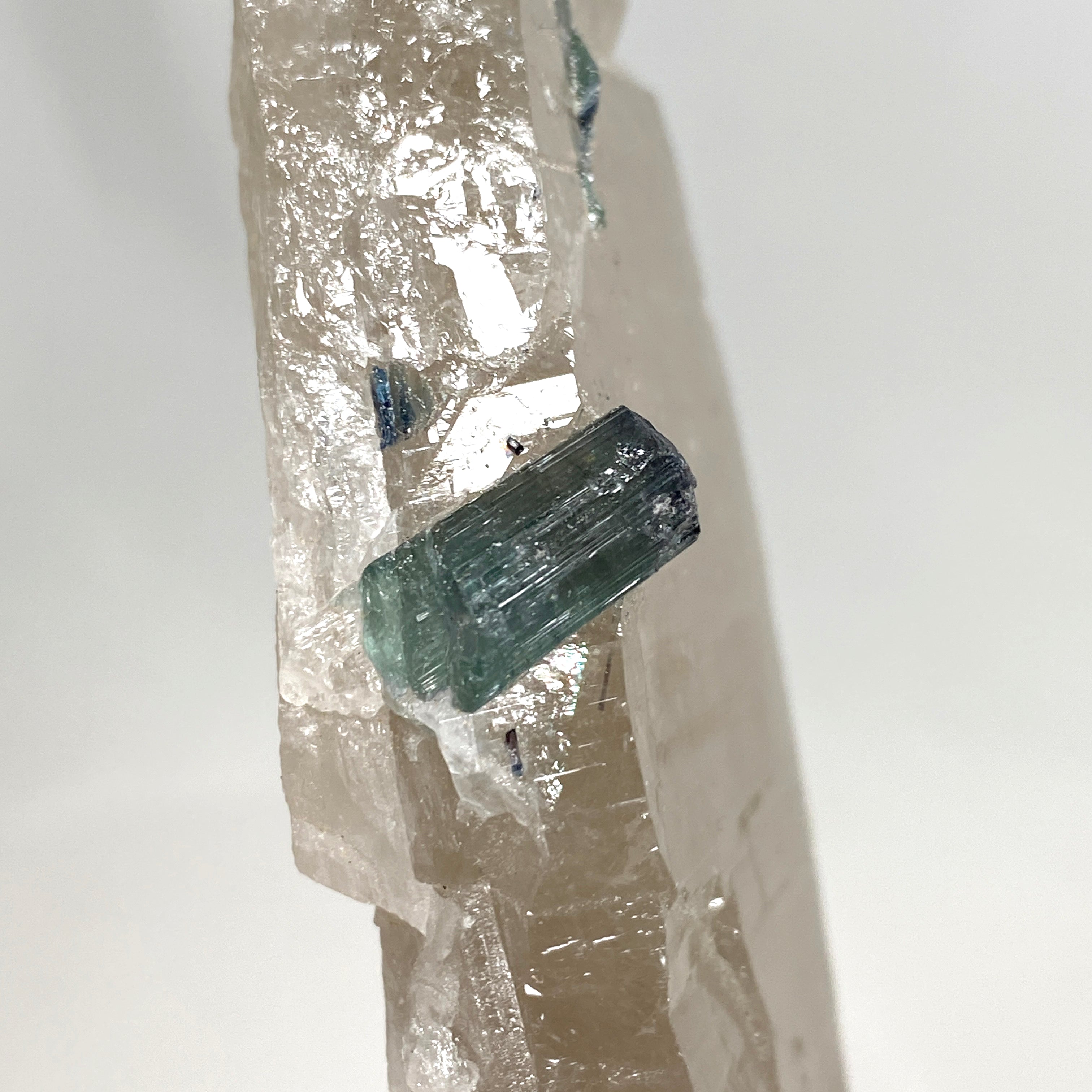 Natural Green Tourmaline on Quartz Crystal Specimen - GTQ 01 | Healing Stone for Meditation, Energy Work & Home Decor