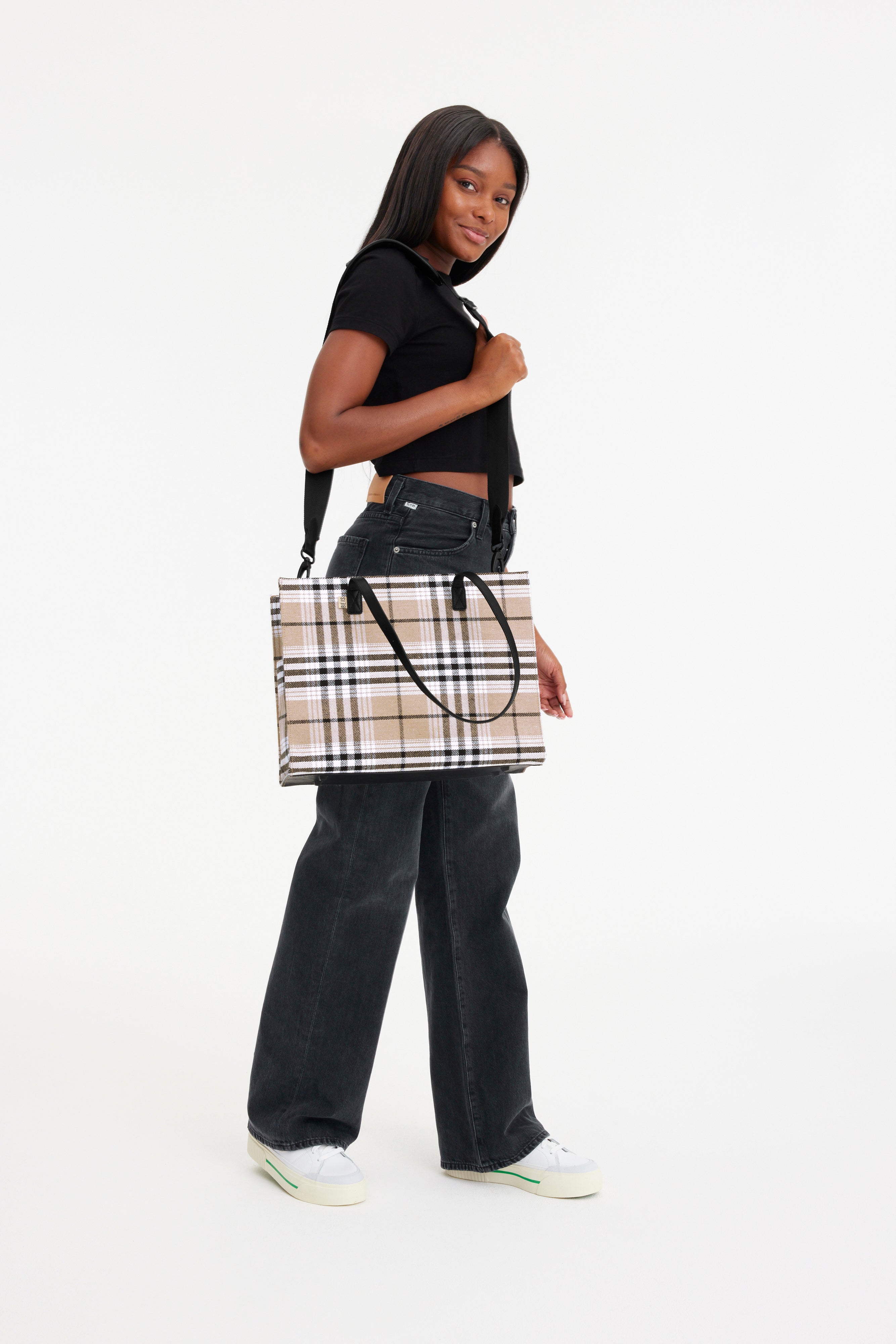 Stylish Plaid Work Tote Bag for Women - Professional Office Laptop Bag with Spacious Compartments | Perfect for Business Meetings, Commuting & Travel