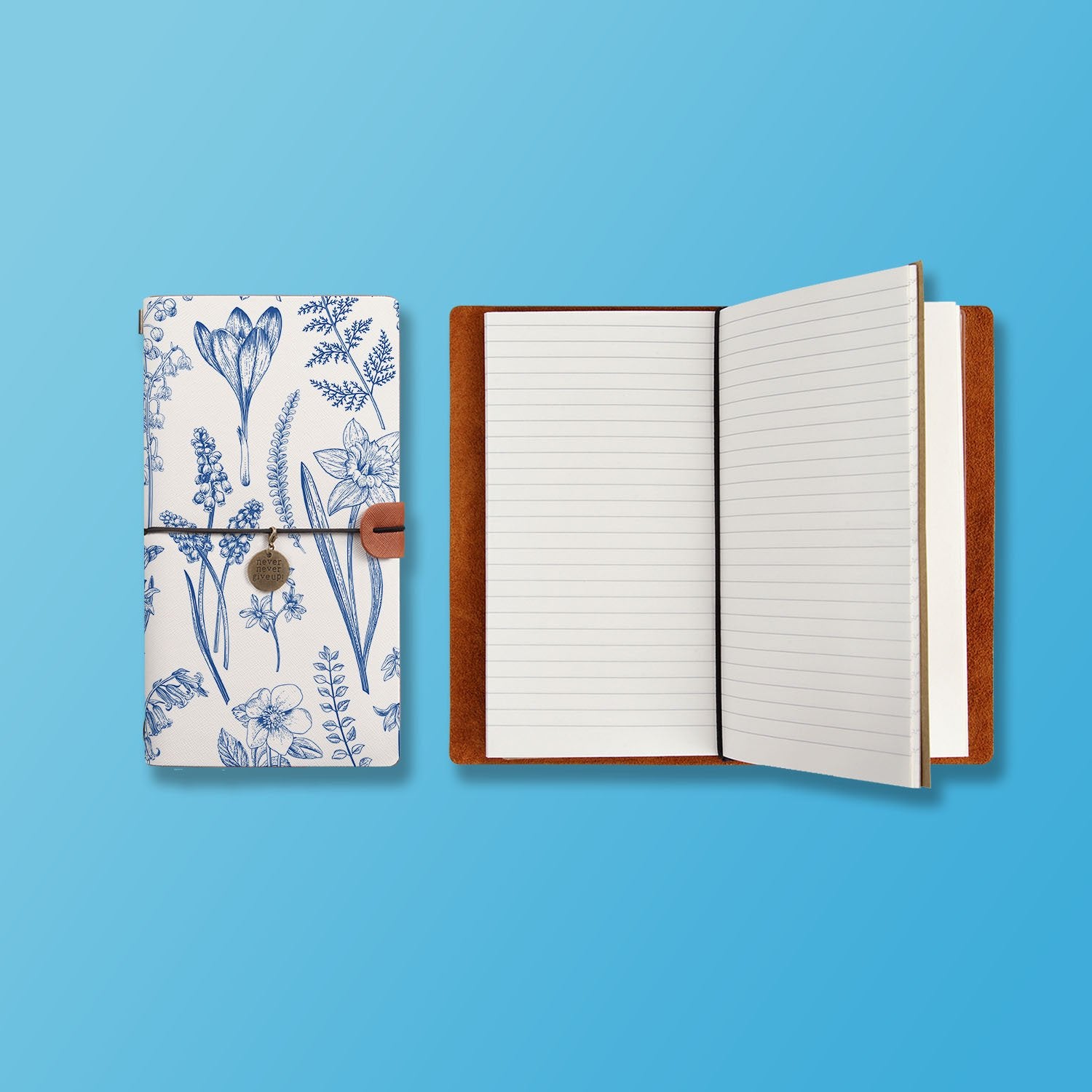 Premium Traveler's Notebook with Floral Design - Refillable Leather Journal for Writing, Sketching & Planning | Perfect Gift for Writers, Artists & Travel Enthusiasts | Use for Bullet Journaling, Travel Diary & Creative Projects