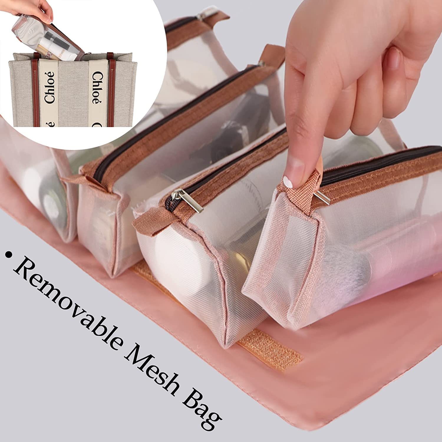 Foldable Travel Toiletry Bag with 4 Compartments - Hanging Cosmetic Organizer for Women | Perfect for Vacation & Gym Use
