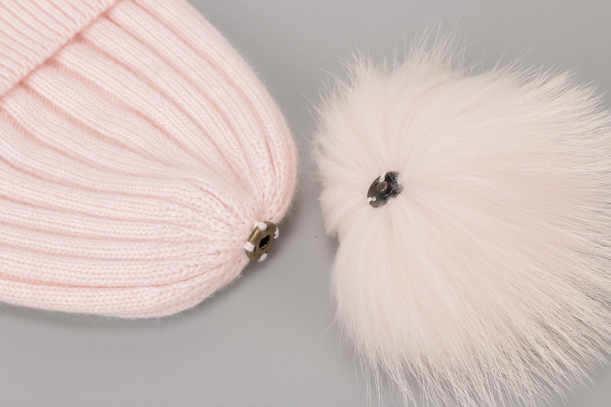 Women's Winter Warm Hat with Real Fox Fur Pom Pom - Soft Cashmere Blend Long Knit Beanie Skull Cap for Cold Weather, Outdoor Activities & Fashion Accessory