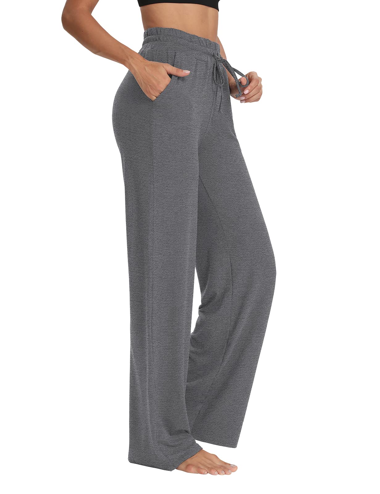 Sarin Mathews Women's Wide Leg Yoga Sweatpants - Comfy Lounge Pajama Pants with Drawstring & Pockets - Perfect for Workout, Jogging and Relaxing at Home