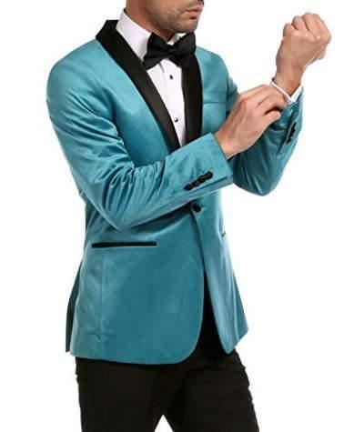 Enzo Collection Turquoise Velvet Slim Fit Shawl Lapel Tuxedo Blazer for Men - Perfect for Weddings, Prom & Formal Events | Luxury Velvet Dinner Jacket