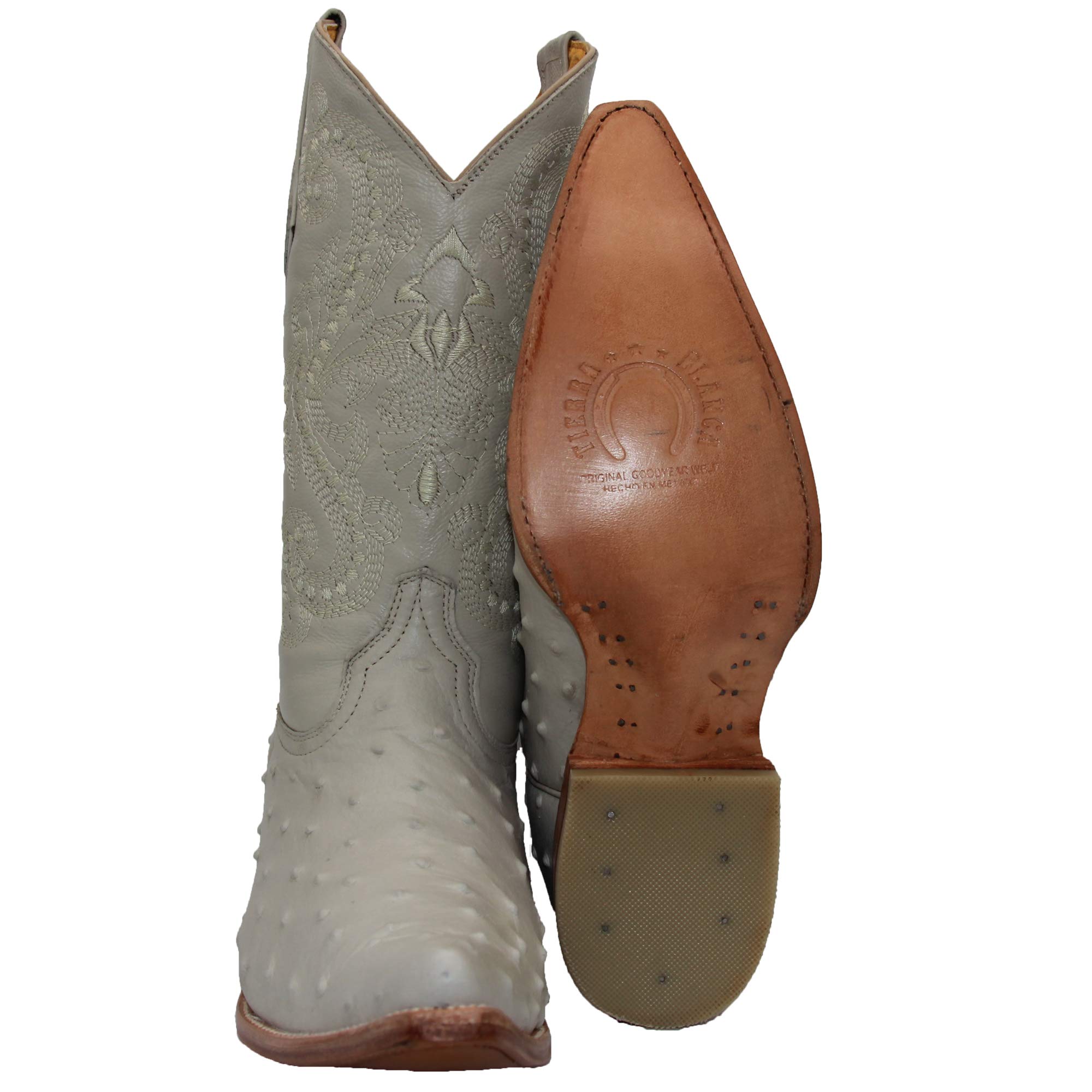 Premium Men's Leather Western Boots - Embossed Ostrich Quill Print Cowboy Boots for Riding, Country Style & Fashion | Durable & Comfortable for Daily Wear, Rodeo & Outdoor Activities
