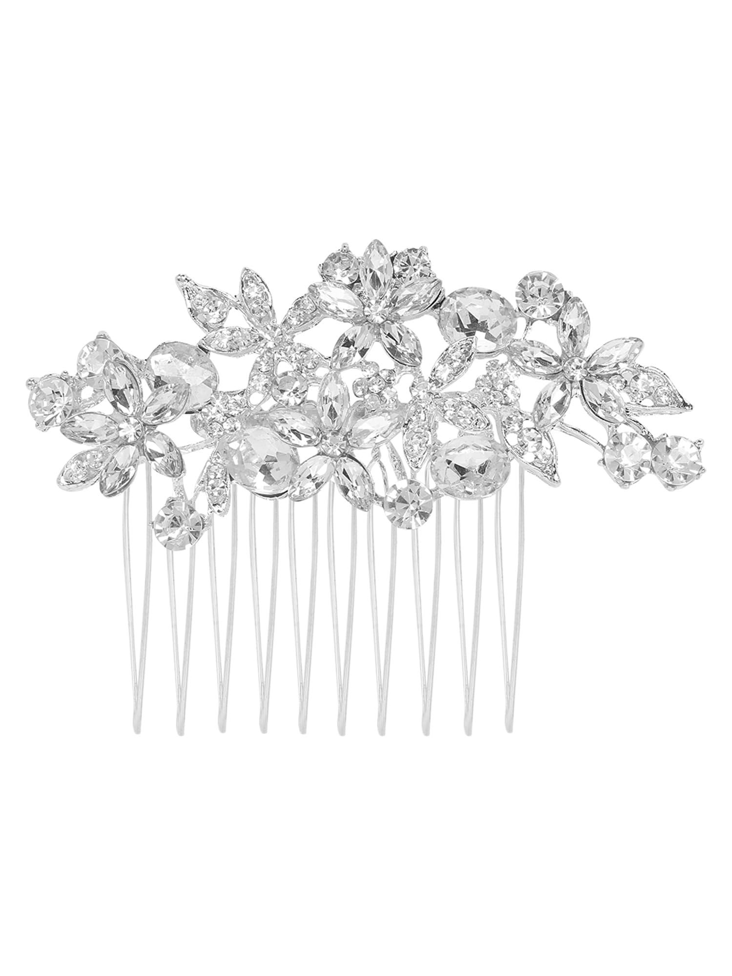 Elegant Yellow Crystal Floral Hair Comb Pin for Women - Vintage Bridal Wedding Hair Accessories, Side Comb Clips for Special Occasions & Everyday Wear
