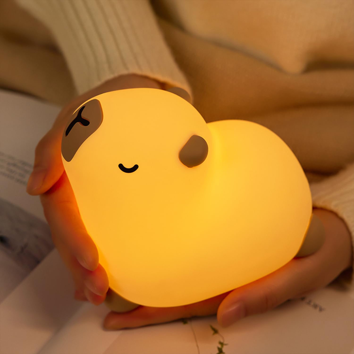 Capybara Night Light for Kids with Timer - Cute Silicone Nursery Lamp, Baby Toddler Room Decor, Kawaii Animal Nightlight for Teen Girls - Perfect for Bedrooms, Nurseries & Fun Gifts