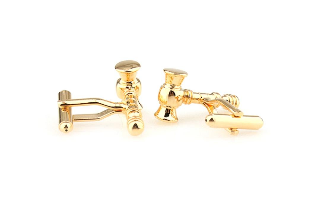 MRCUFF Gavel Judge Lawyer Mason Law Pair Cufflinks - Elegant Silver Tone Cuff Links for Attorneys with Gift Box & Polishing Cloth - Perfect for Courtroom, Graduation & Professional Gifts