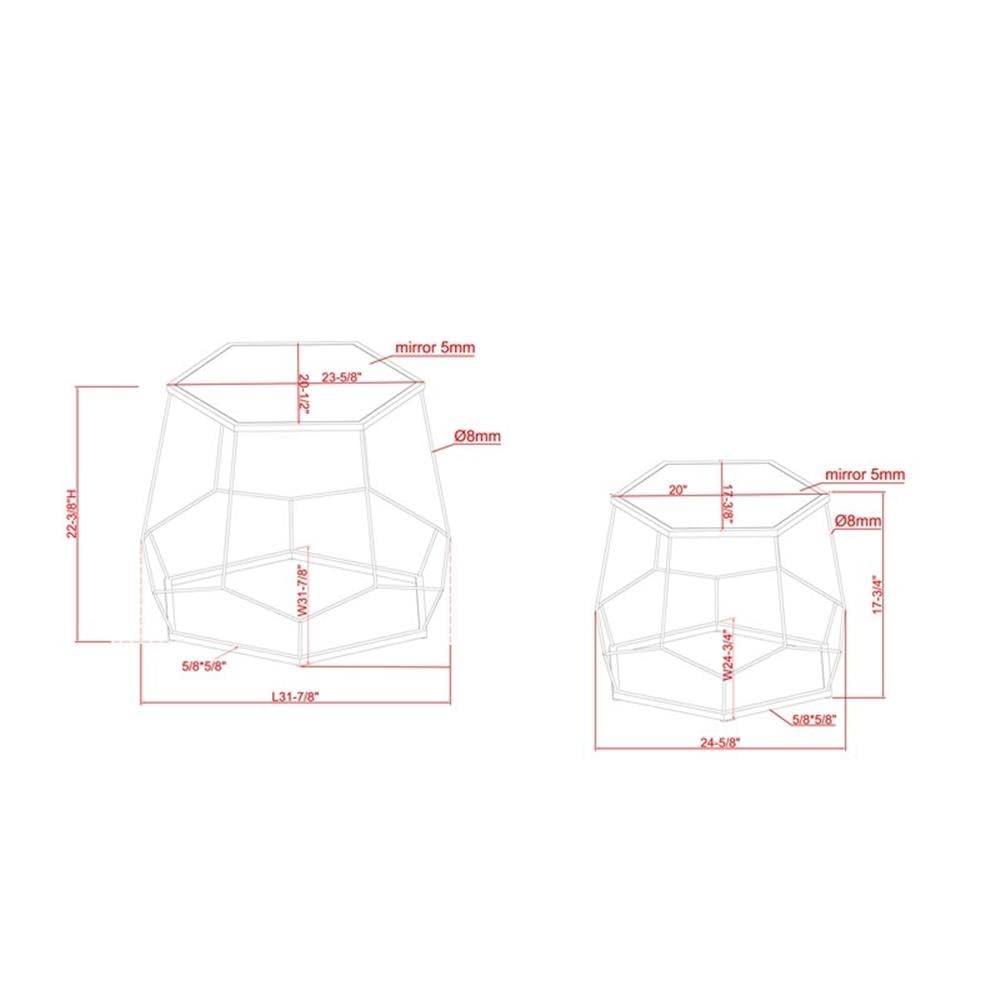 Furniture of America Boris Metal 2-Piece Nesting Accent Table Set - Purple End Tables for Living Room, Bedroom, or Office Decor