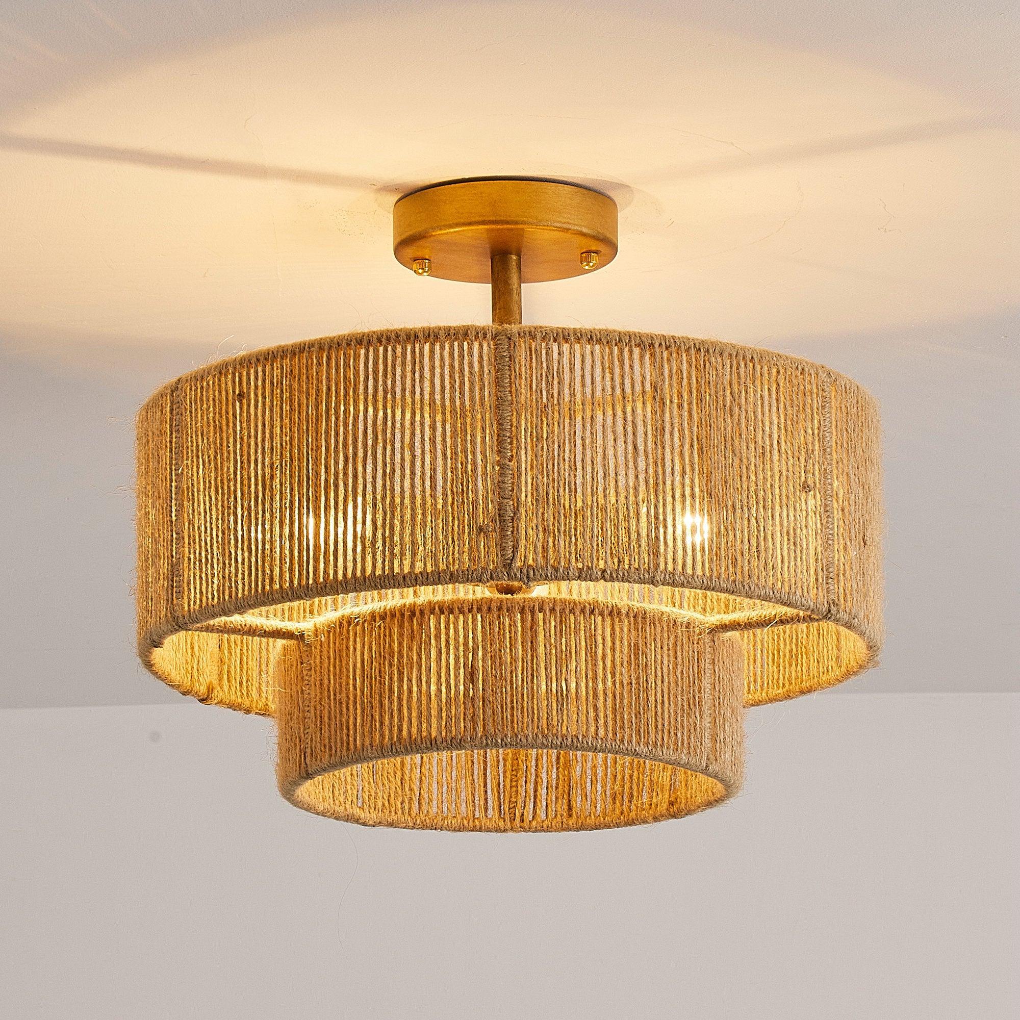 3-Light Traditional Farmhouse Wabi Sabi Flush Mount Ceiling Light - Perfect for Kitchen, Dining Room & Bedroom Lighting