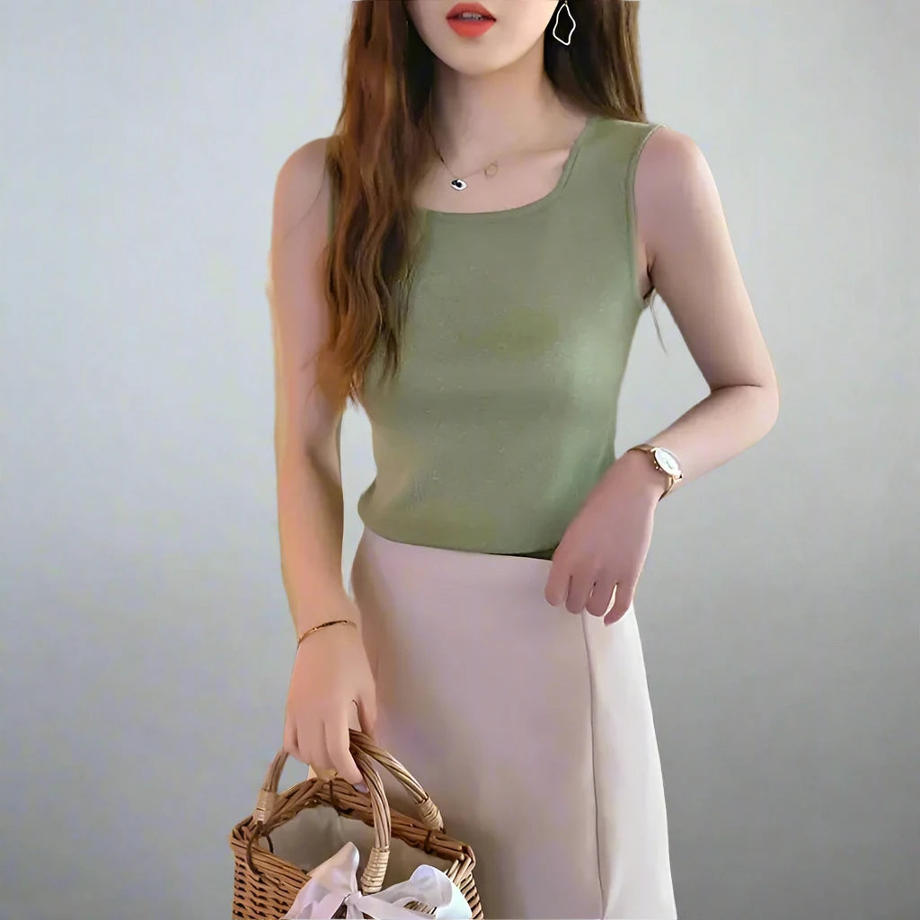 Women's Basic Knitted Vest - O-Neck Sleeveless Tank Top Casual Summer Crop Top (Black, White, Green) | Perfect for Layering, Beach Outfits & Summer Fashion