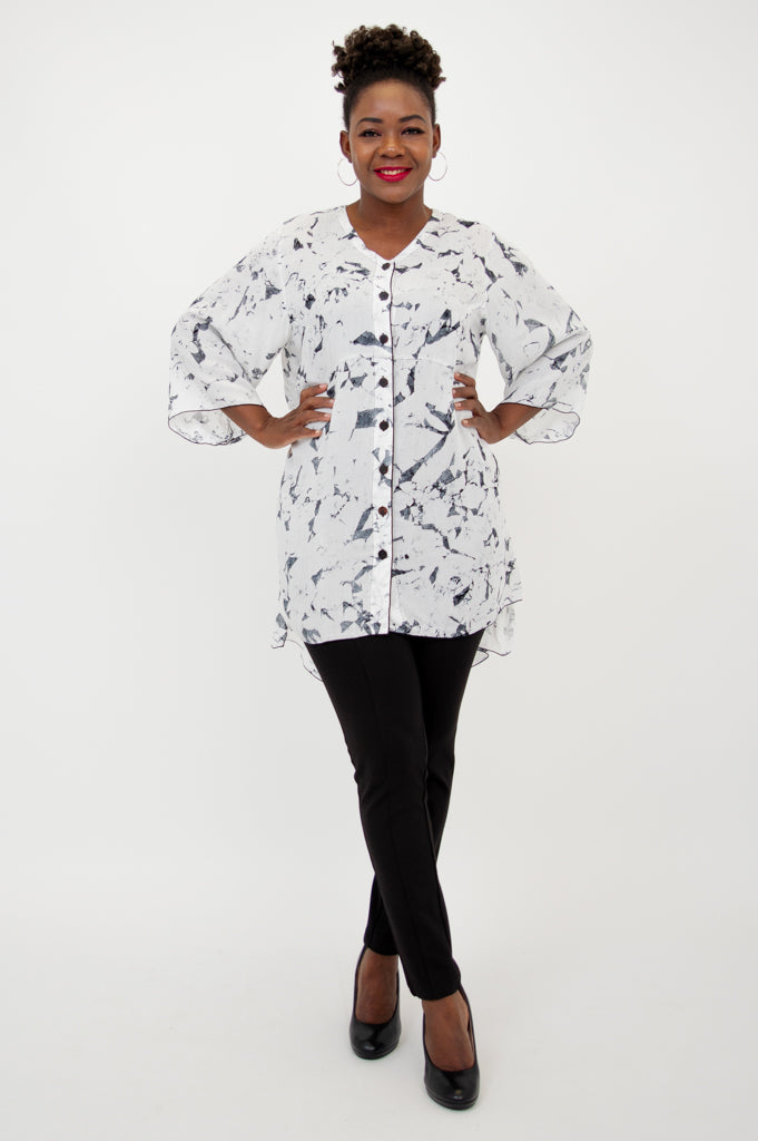 Darla Blouse Women's Fashion Top - Elegant BW Sky Color for Office, Party & Casual Wear