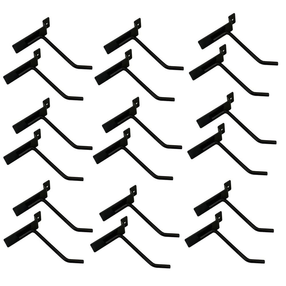 Prolinemax 24 Pcs 4 Inch Black Slatwall Hooks - Heavy Duty Metal Wire Hangers for Retail Display & Store Organization - Perfect for Clothing, Accessories, and Home Decor Storage
