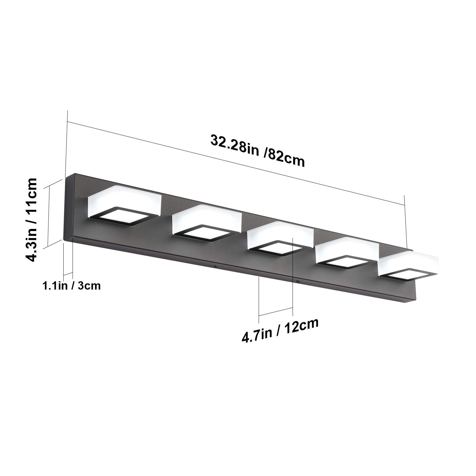 Ralbay 12W LED Bathroom Vanity Light - Matte Black Modern Acrylic Light Fixture for Bathroom Mirror Lighting - Perfect for Bathroom, Powder Room & Dressing Room Makeup Area