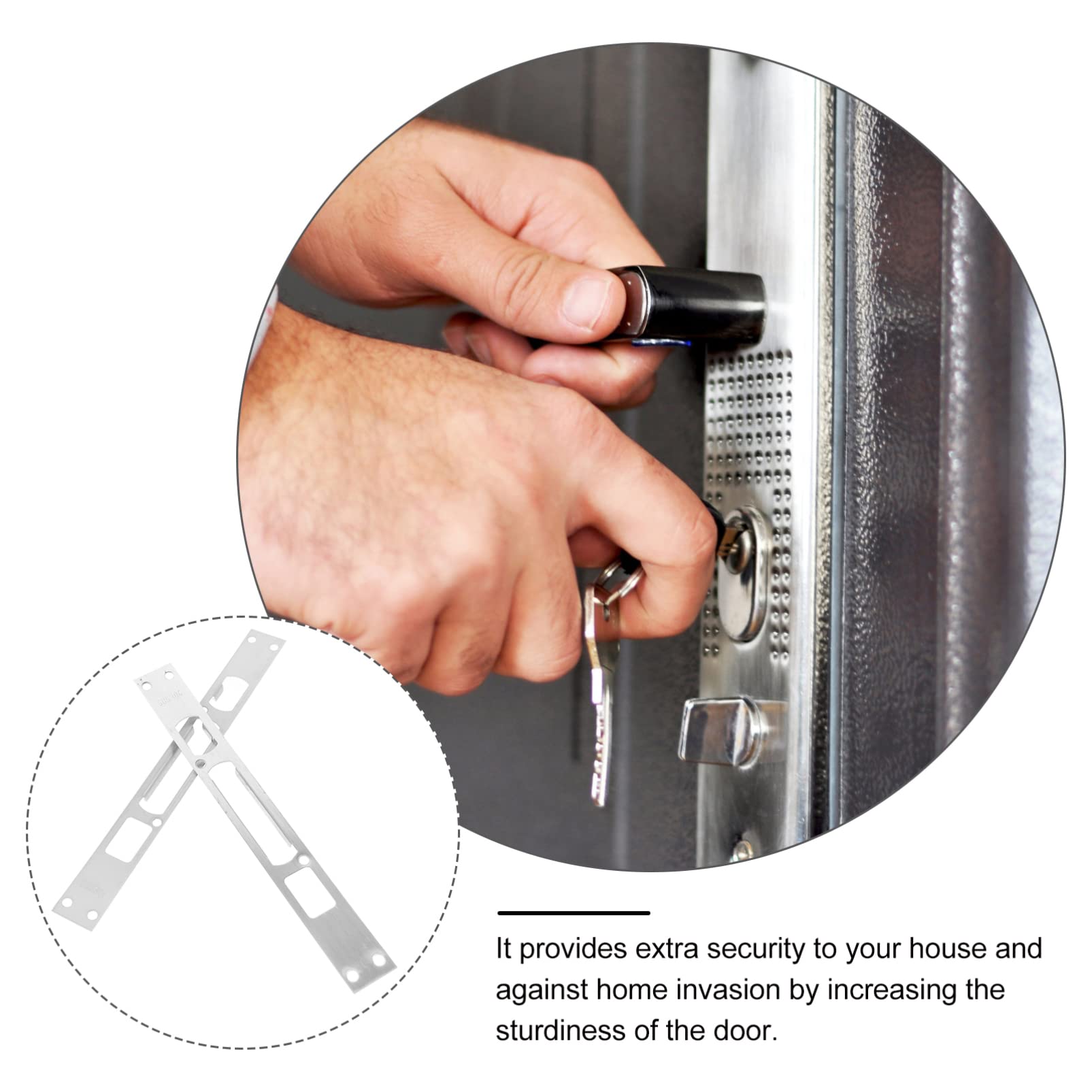 DOITOOL 2PCS Stainless Steel Door Security Reinforcement Plates - Heavy Duty Door Strike Plate for Enhanced Home Security (Fits Between Door Jamb and Door) | Perfect for Apartments, Houses & Offices