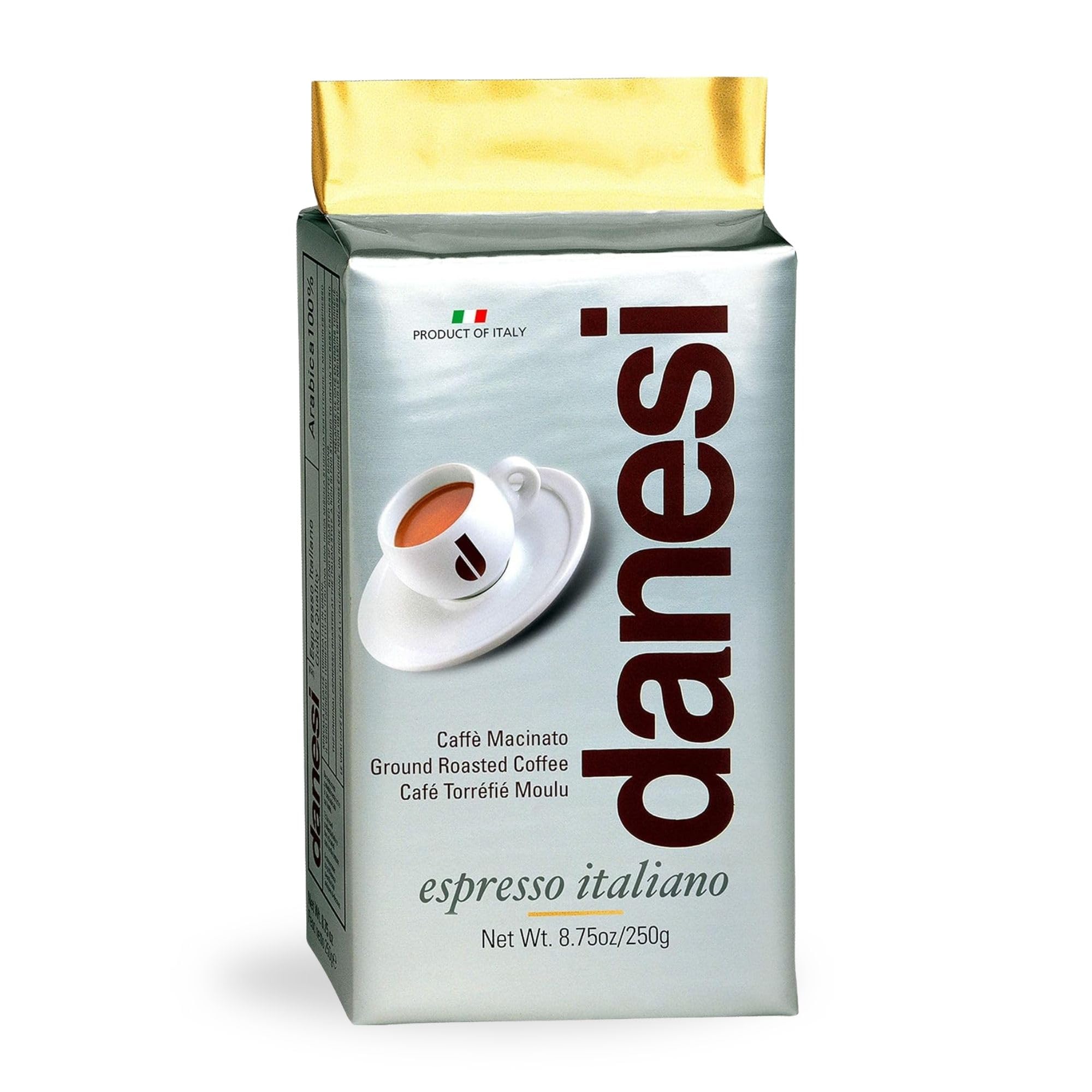 Danesi Caffe Italian Ground Coffee - Premium Medium Roast Espresso Blend for Moka Pot, French Press & Drip Coffee Makers - Rich Aroma & Smooth Taste - Perfect for Home Brewing, Office Use & Gifts (8.75 oz Pack)