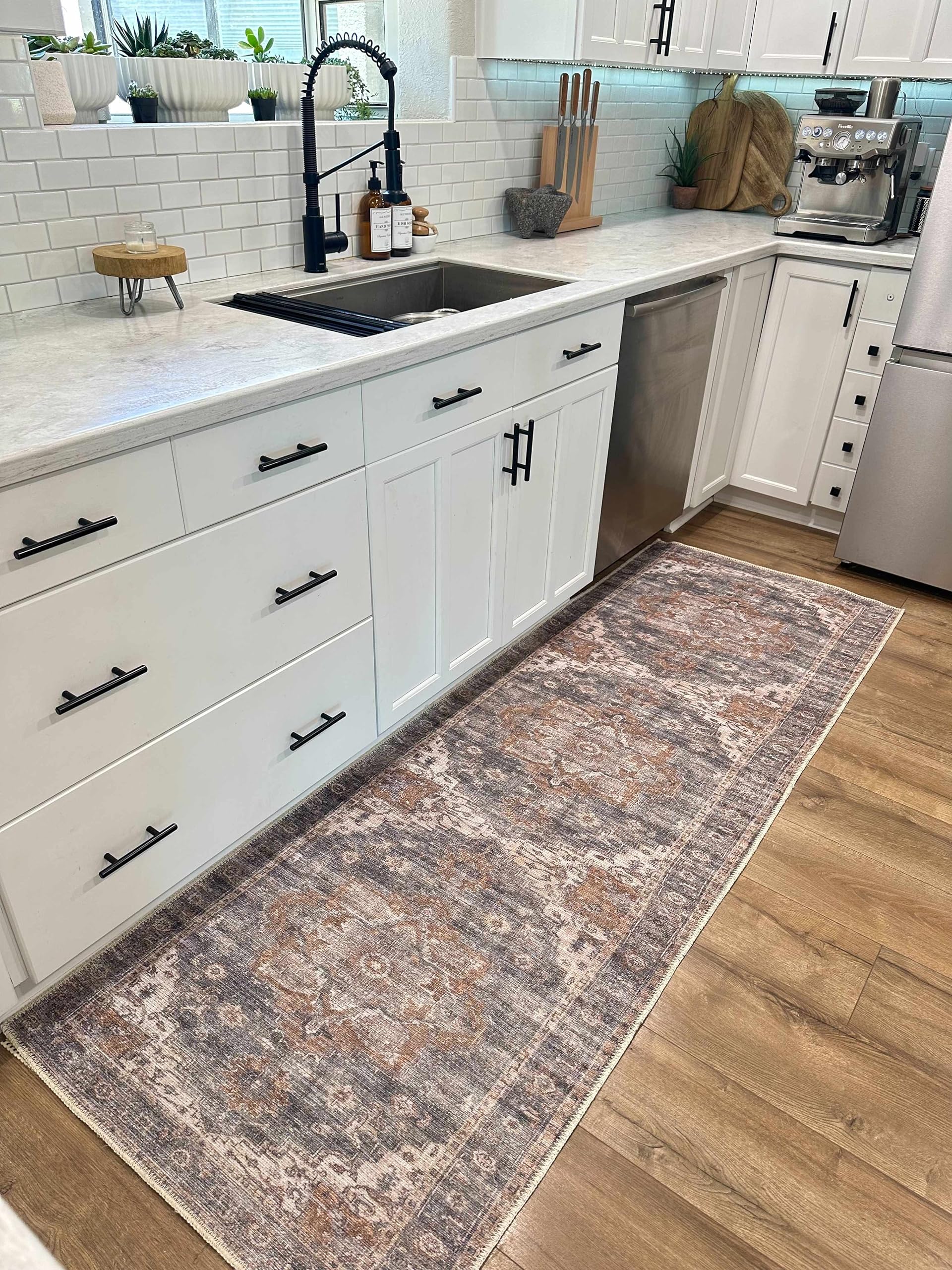 Hauteloom Lagangilang Machine Washable Area Rug for Living Room & Bedroom - Soft Beige, Brown, Gray Modern Design - 7'10