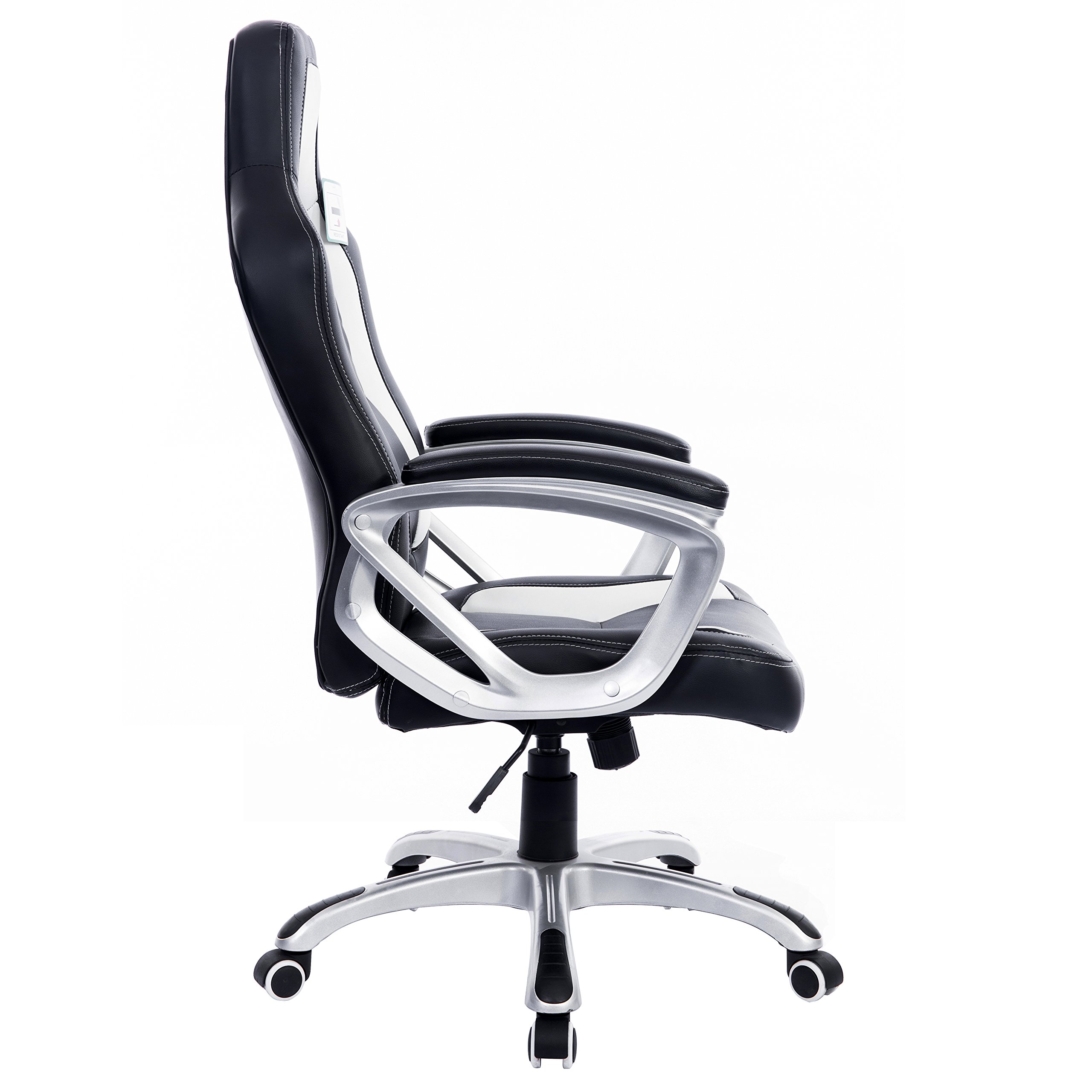 Premium Black & White Racing Style Swivel Office Chair - Ergonomic Gaming & Work Desk Chair for Home & Office Use
