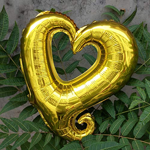 Soochat 10-Pack Gold Heart Balloons - Mylar Foil Love Balloons for Valentine's Day, Wedding, Anniversary & Romantic Party Decorations - Perfect for Proposals, Bridal Showers & Birthday Celebrations
