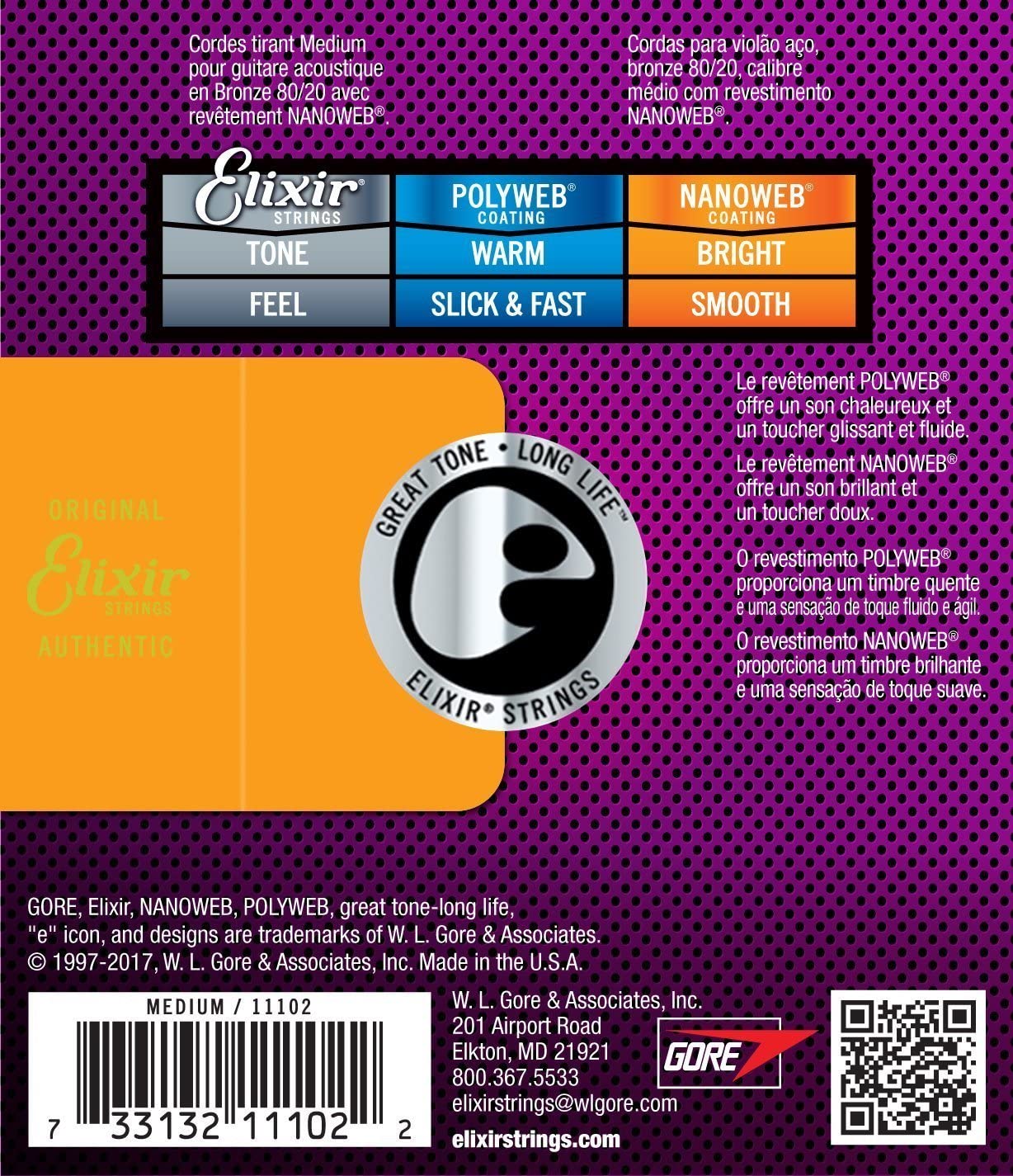 Elixir 11102 Nanoweb 80/20 Bronze Acoustic Guitar Strings - Medium Gauge (13-56) for Warm Tone & Longevity | Perfect for Fingerstyle, Strumming & Live Performances