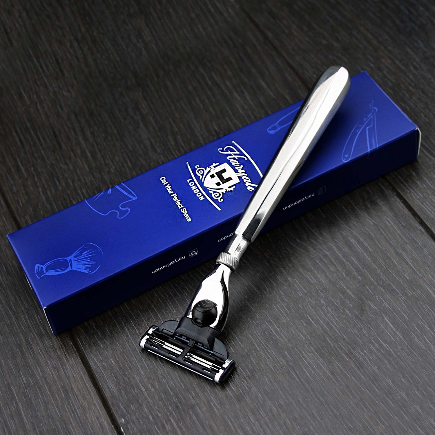 Haryali London Men's 3-Blade Stainless Steel Safety Razor with Ergonomic Handle - Smooth Shaving for Sensitive Skin, Perfect for Travel & Daily Grooming