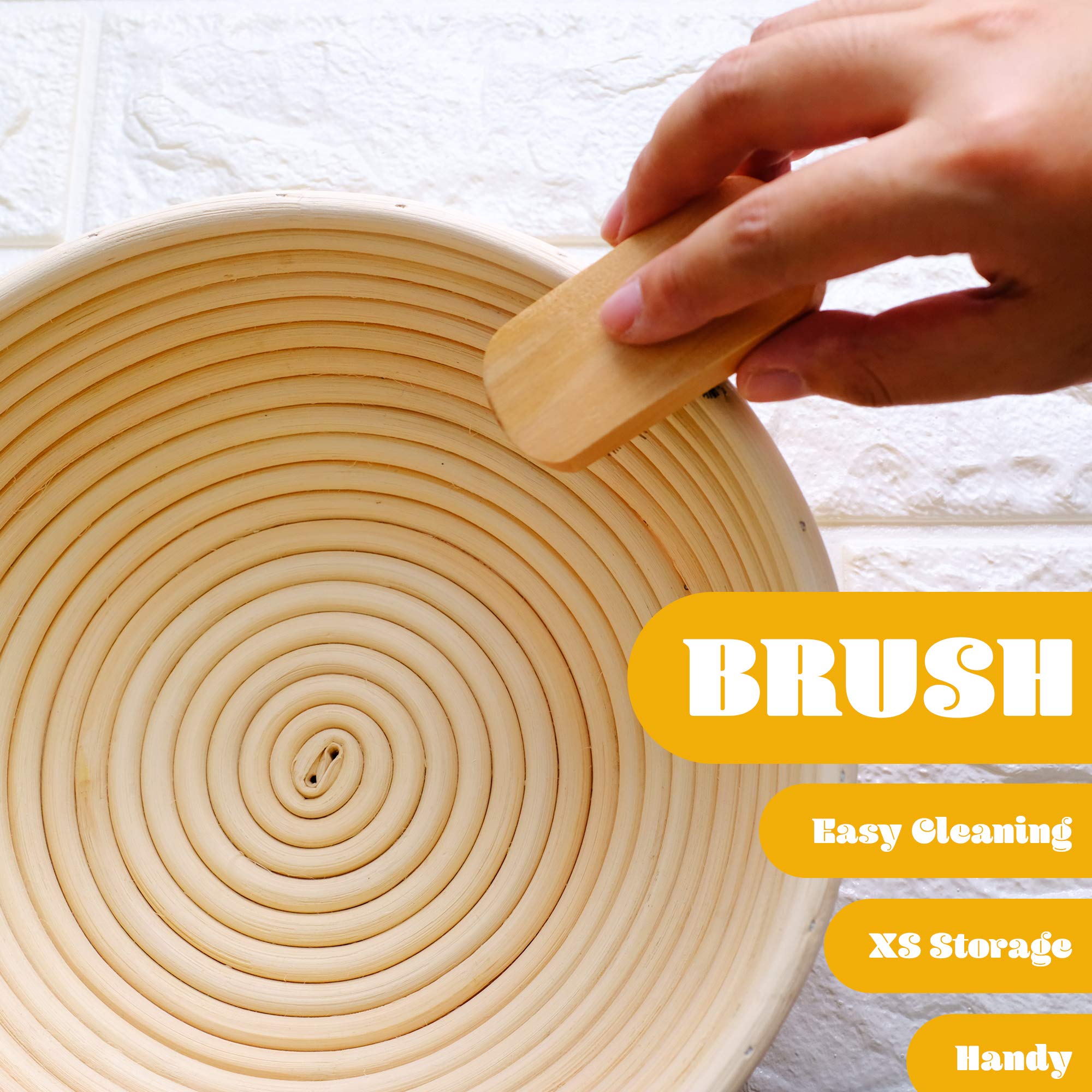 6-Piece Bread Proofing Basket Set with Banneton, Dough Scraper & Sourdough Starter Kit - Includes Professional Baking Ebook with 10 Recipes - Perfect for Beginners & Artisan Bread Making at Home