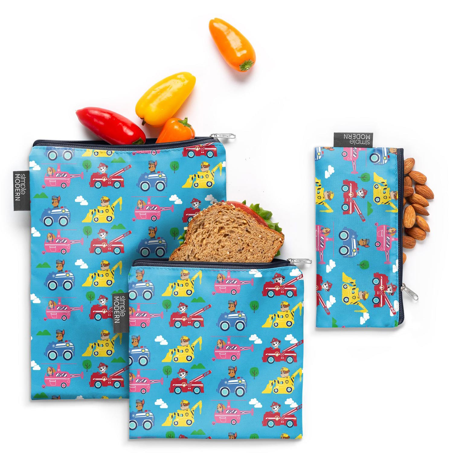 Ellie Snack Bag 3 Pack - Reusable Snack Bags for Kids, BPA-Free Food Storage Containers (11 oz) - Perfect for School Lunches, Picnics & On-the-Go Snacks