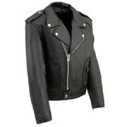Milwaukee Leather LKK1920 Boys Black Classic Biker Jacket - Genuine Leather Motorcycle Jacket with Patch Pockets for Kids & Teens - Perfect for Riding, School & Outdoor Activities