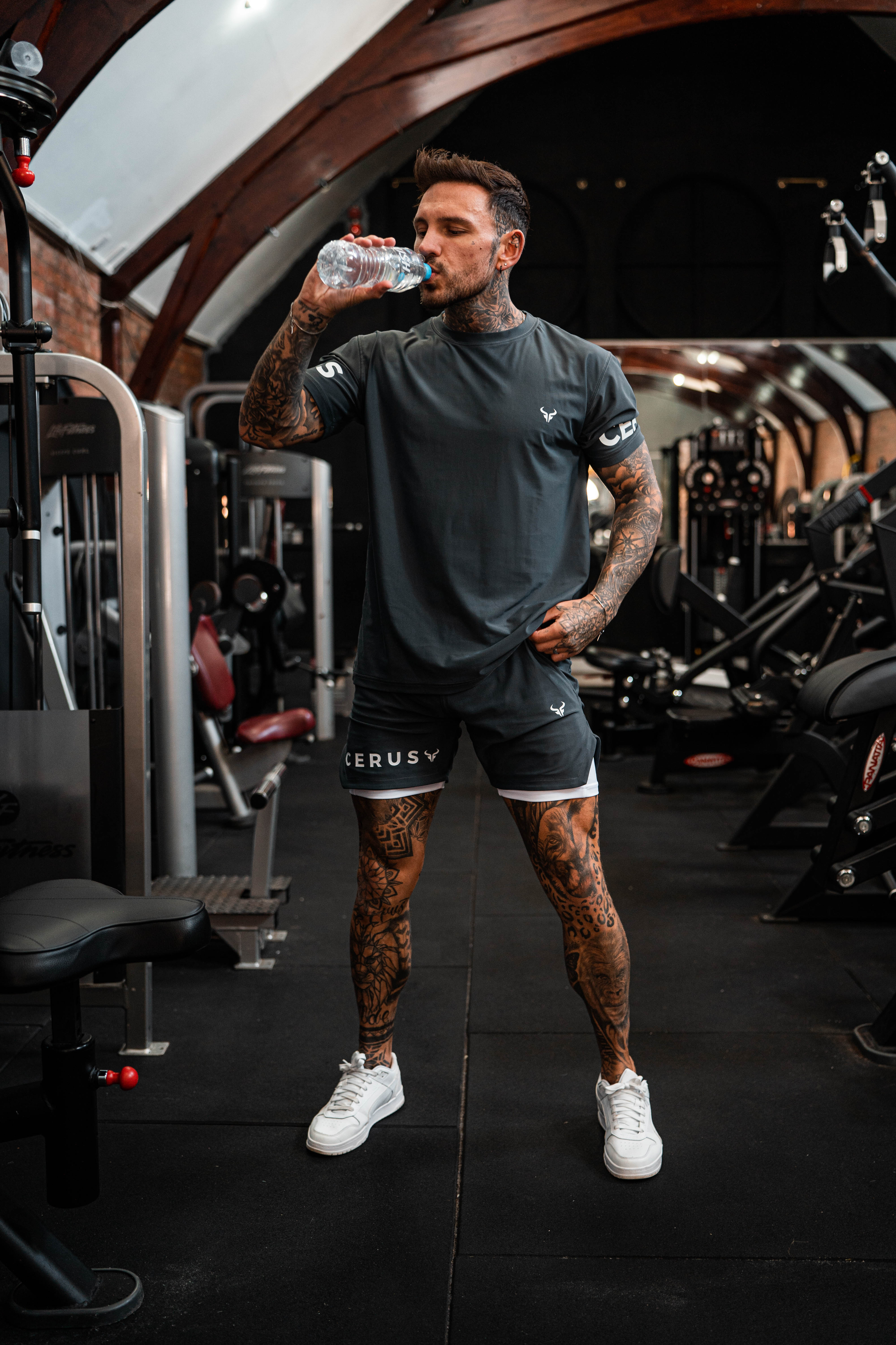 Cerus Grey Apex 2-in-1 Running Shorts with Built-in Liner - Men's Athletic Workout & Gym Shorts for Running, Training, and Outdoor Activities