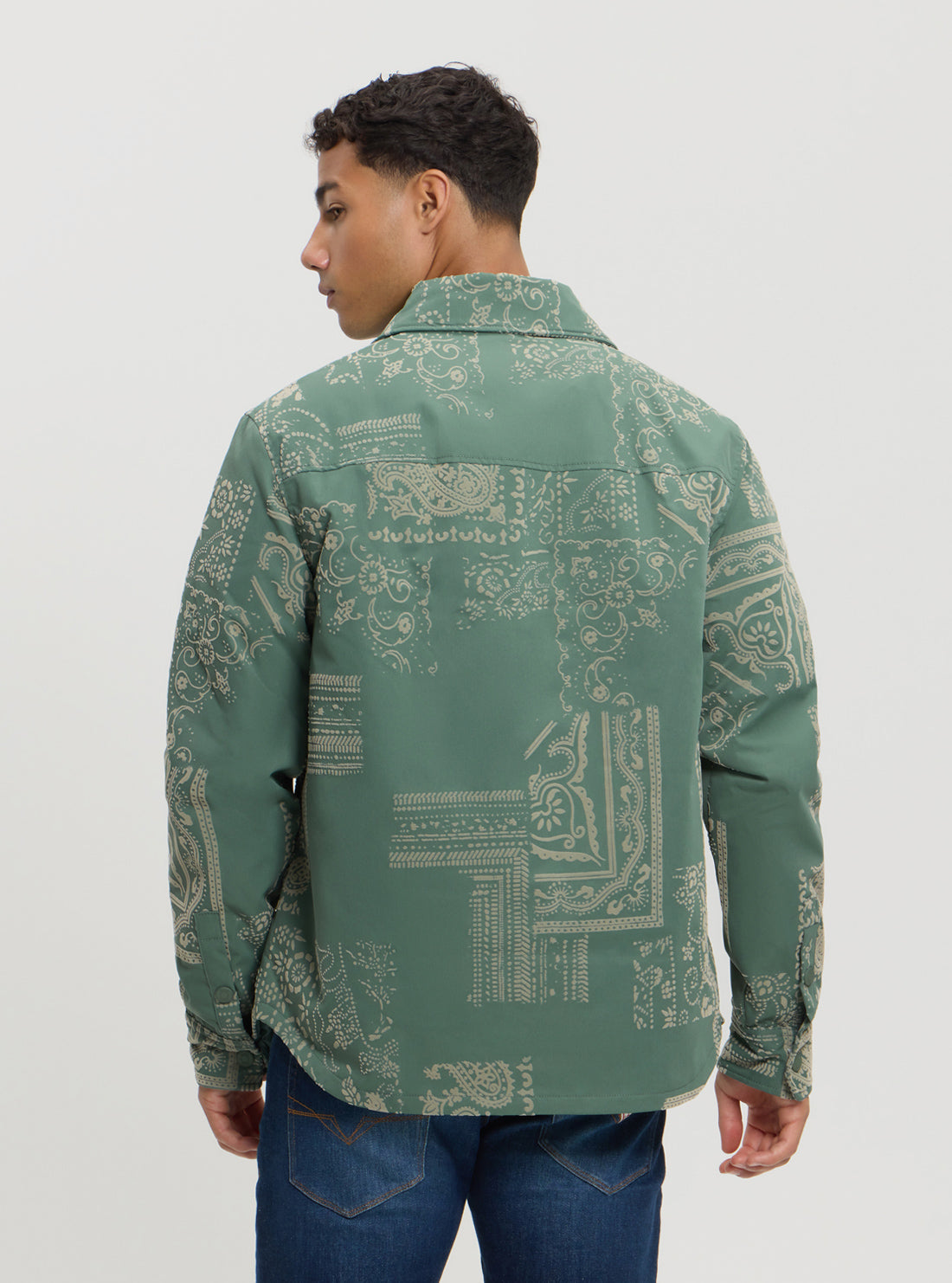 Stylish Green Bandana Print Shaket - Trendy Oversized Shirt for Women | Perfect for Casual Outfits, Beach Cover-Ups & Music Festivals