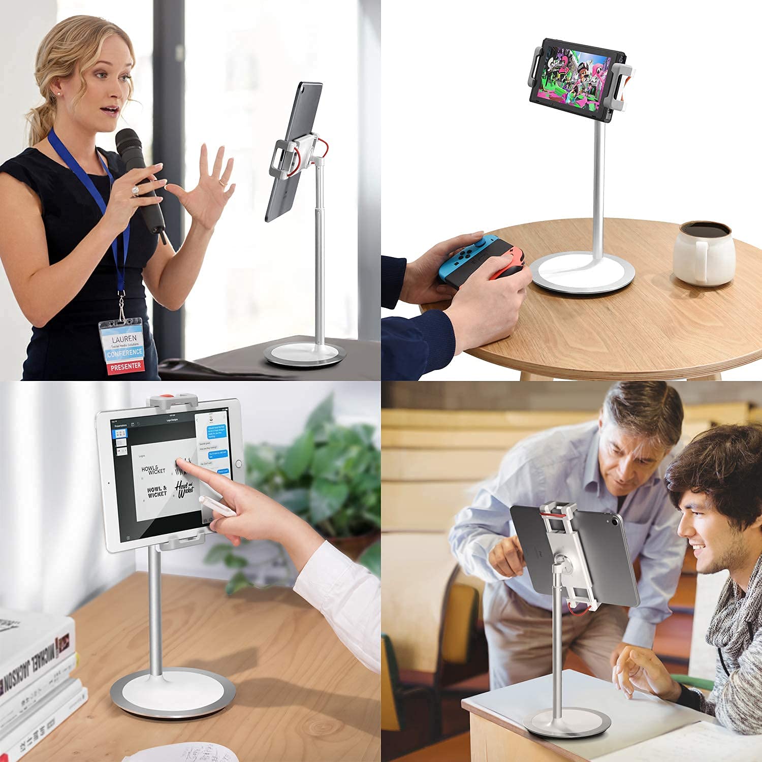 SAIJI Adjustable Laptop Stand for Bed - Foldable Laptop Table with Tablet & Phone Holder (Gray X-Large, Silver) - Perfect for Working, Reading & Watching Movies in Bed or on the Couch