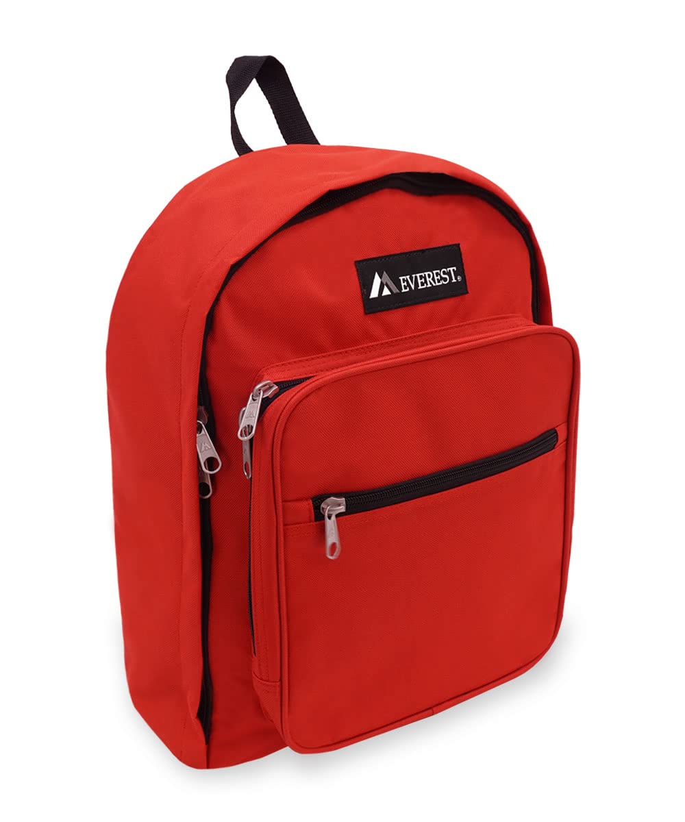 Everest Classic Travel Backpack - Medium Size, Durable & Lightweight Red Hiking Backpack for Men & Women - Perfect for Camping, Hiking & Daily Commute
