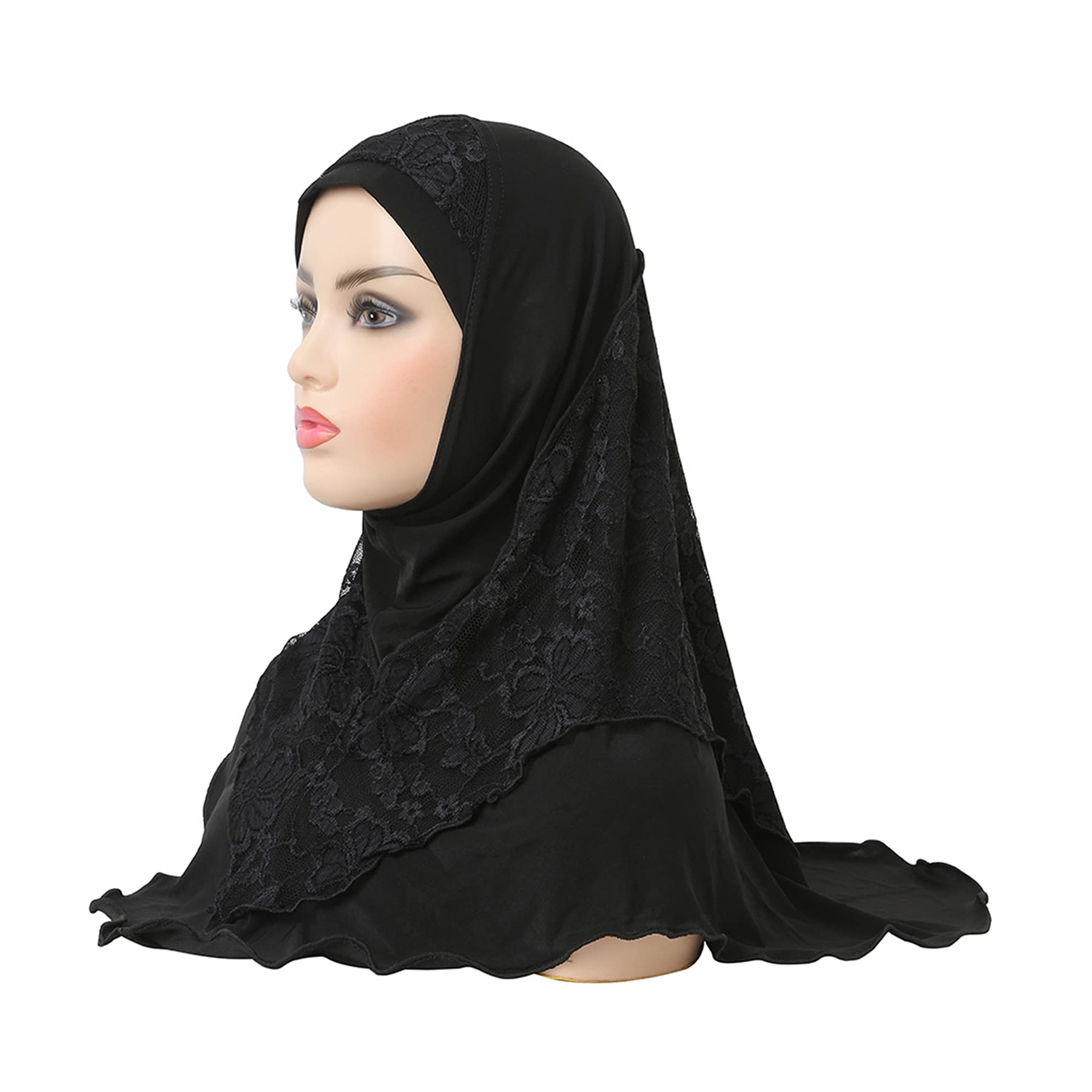 ANKOMINA Women's Muslim Hijab Head Wrap Scarf - Fashionable Lace Head Covering for Prayer, Modest Fashion & Everyday Wear - Perfect for Work, Travel and Special Occasions