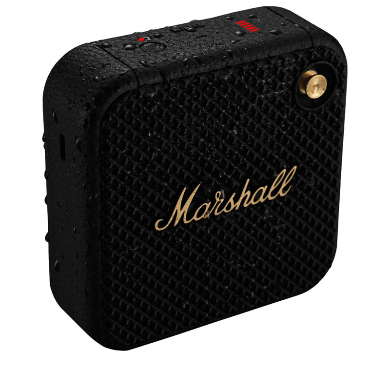 Marshall Willen Portable Bluetooth Speaker - Black/Brass Finish | Wireless Outdoor Speaker for Travel, Beach, and Home Use