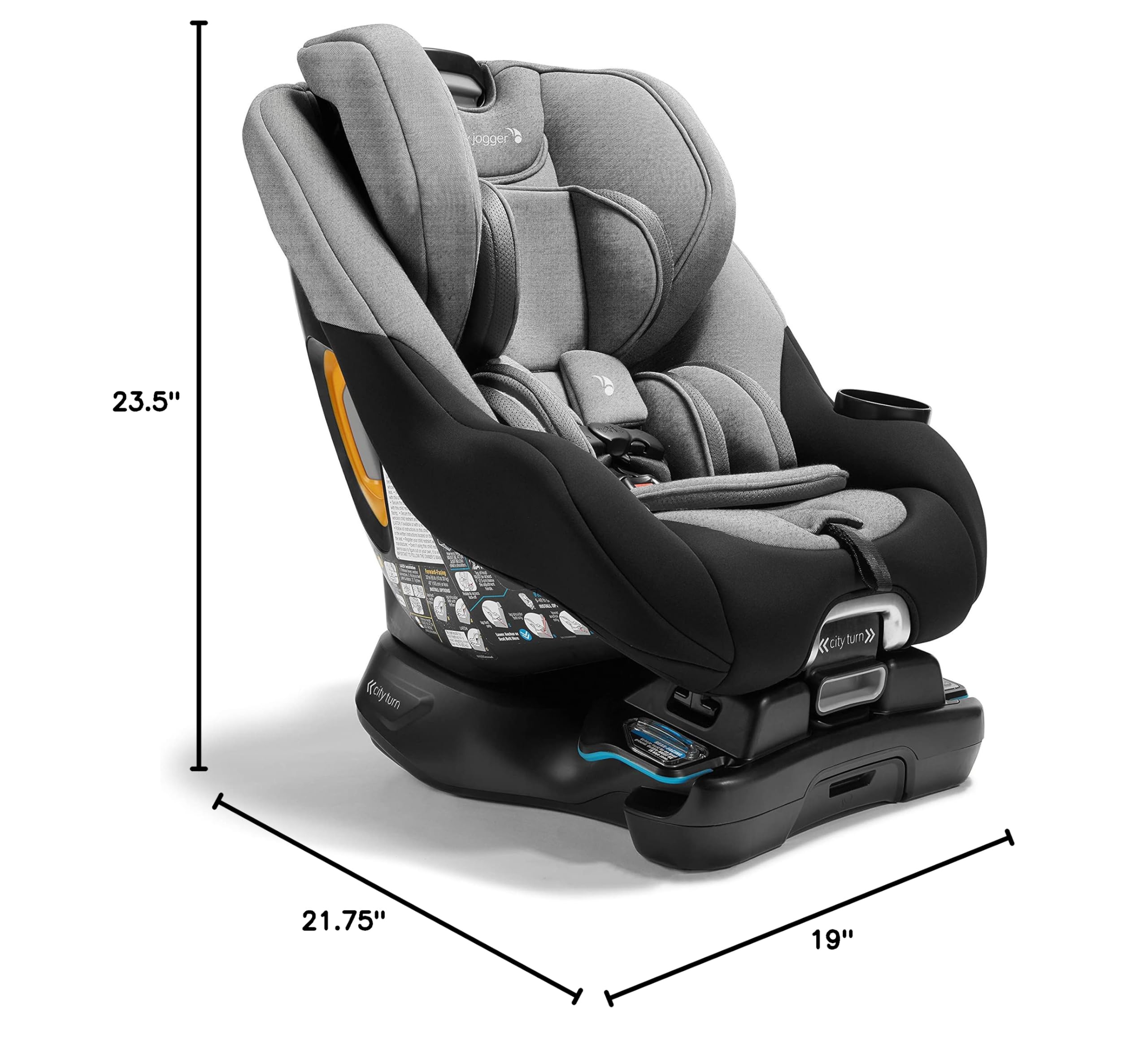 Baby Jogger City Turn Convertible Car Seat - Rear & Forward Facing for Newborn to Toddler - Perfect for Travel & Daily Commute