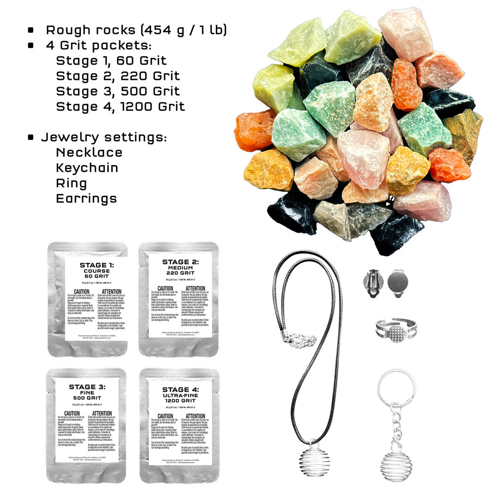 Thames & Kosmos Rock Tumbler Refill Pack - Grit, Polish & Supplies for Gemstone Polishing - Perfect for DIY Jewelry Making & Science Kits