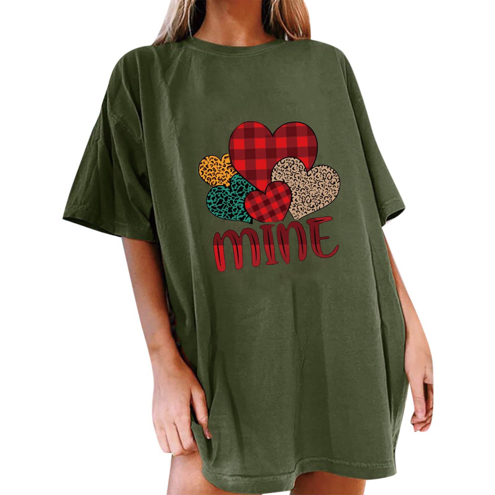 Valentine's Day Women's Love Heart Printed Short Sleeve Graphic T-Shirt - Casual Hiking & Outdoor Tee for Women