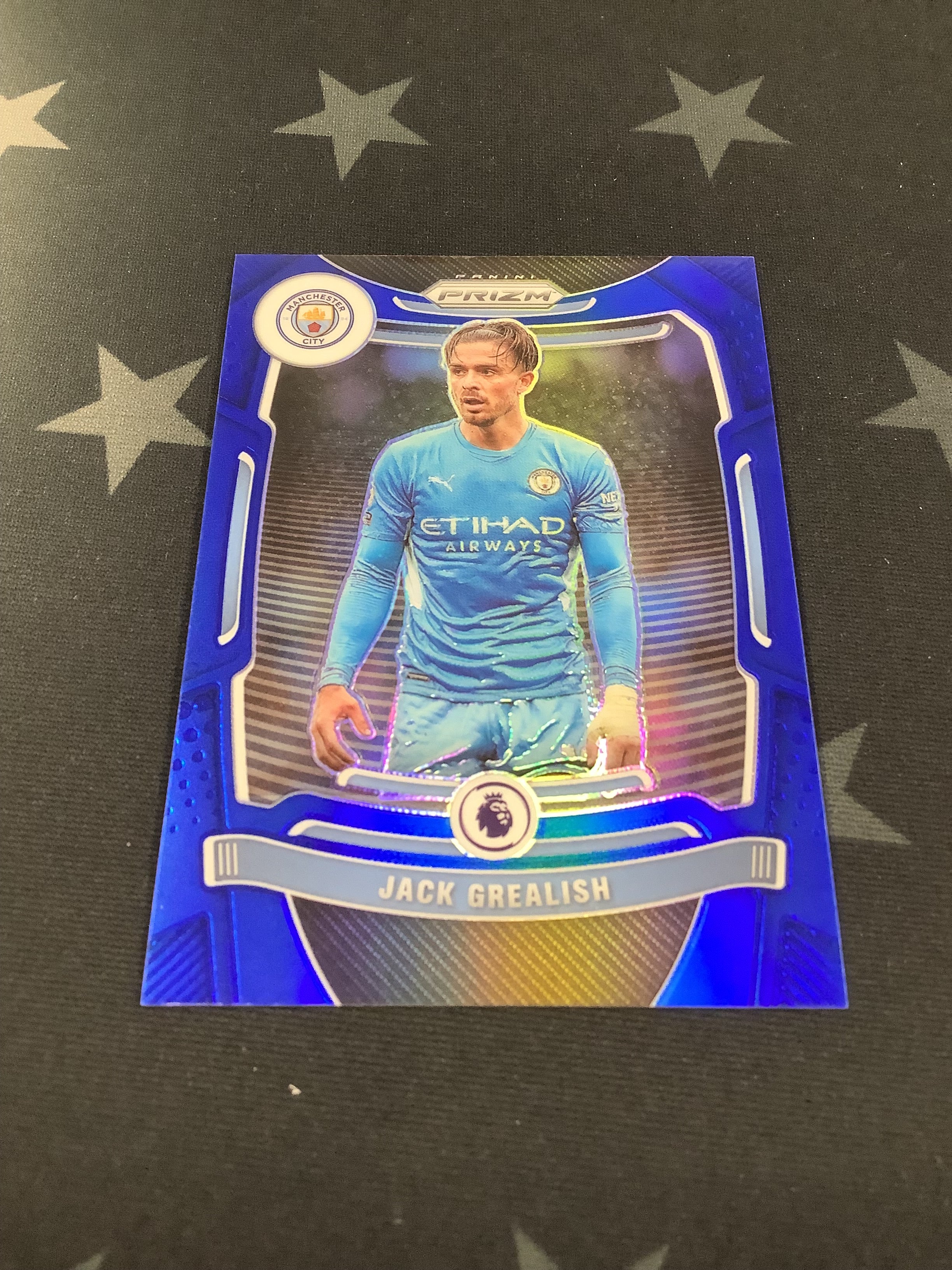 2021-22 Panini Prizm Premier League Soccer Card - Jack Grealish Blue Prizm #/340 - Manchester City - Collectible Trading Card for Soccer Fans & Memorabilia Enthusiasts