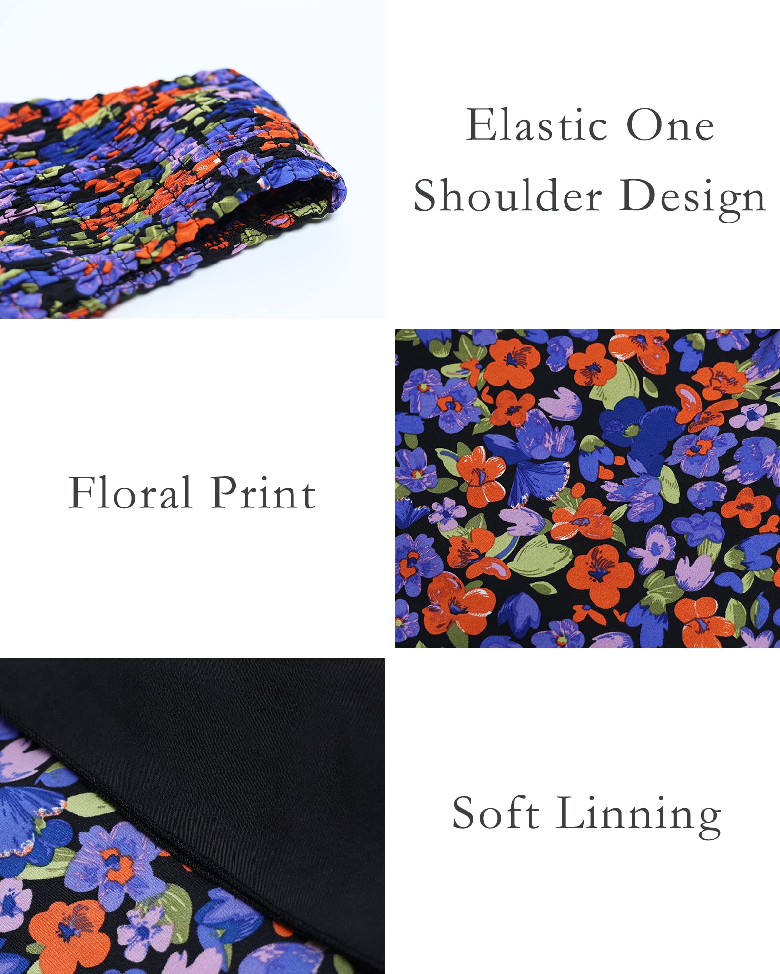 BTFBM Women's One Shoulder Floral Maxi Dress - Sleeveless High Waist Boho Beach Dress for Summer 2025 | Casual Smocked Flowy Dress for Vacations, Parties & Outdoor Events